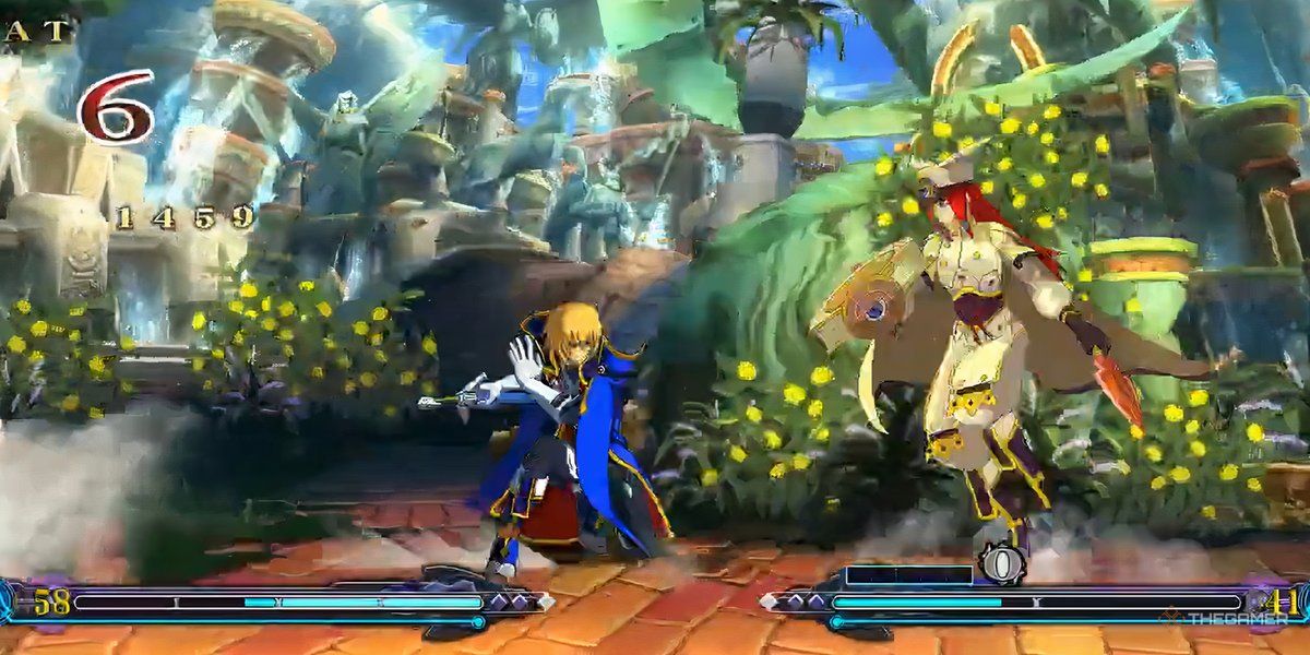 Jin fighting Tsubaki in Blazblue Continuum Shift 2.
