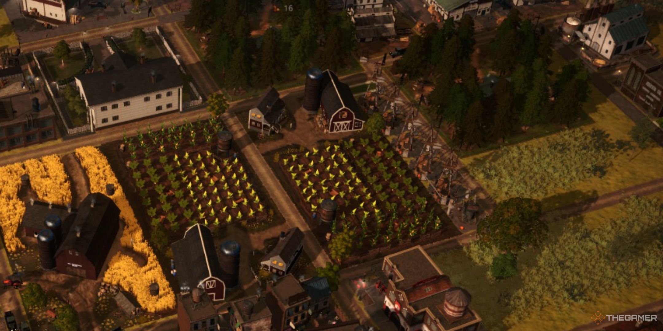 a row of windmills at the edge of a farm helps use extra space that would otherwise go to waste in kaiserpunk.