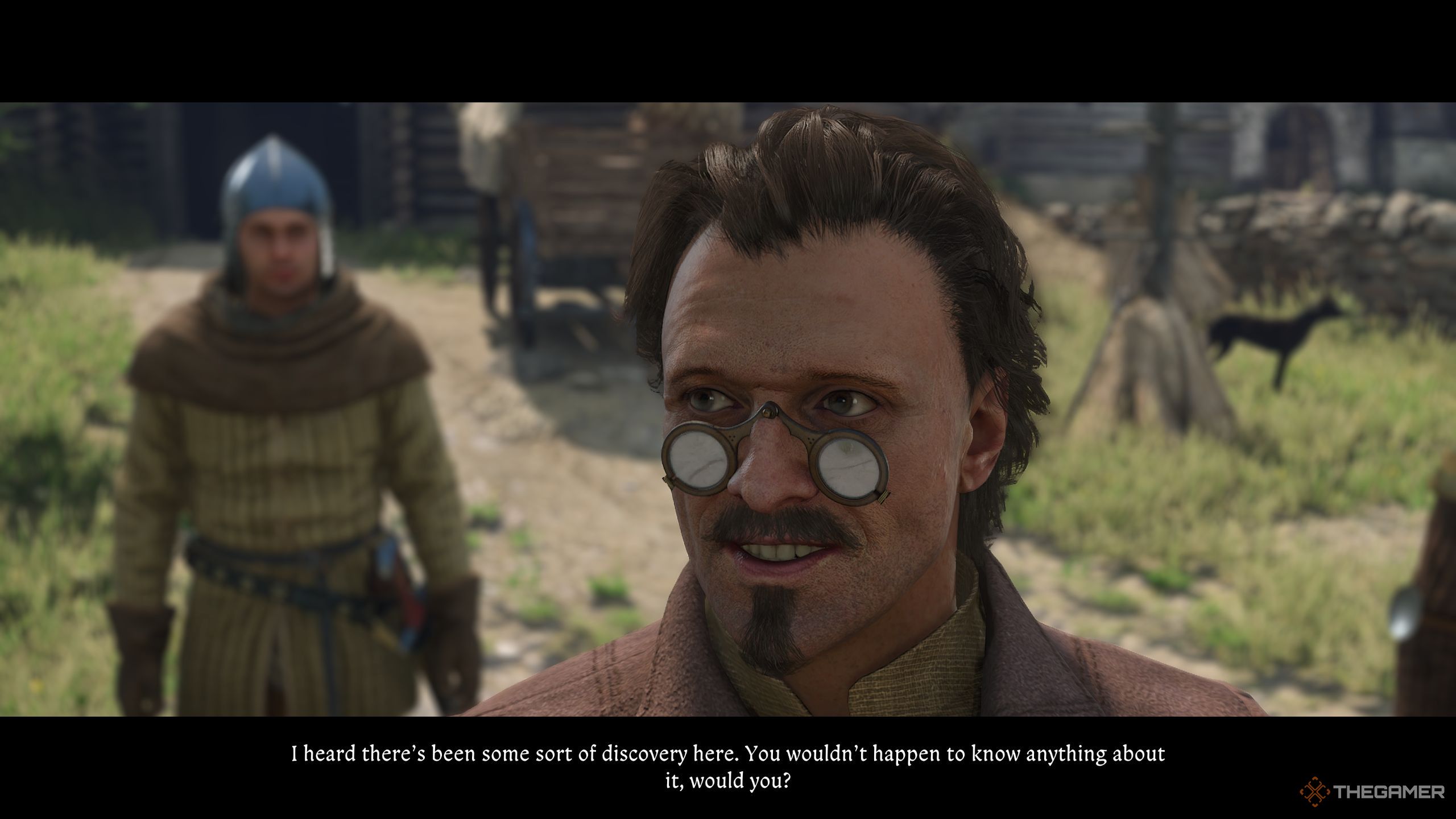 In-game cutscene featuring Leopold and his bodyguard. 