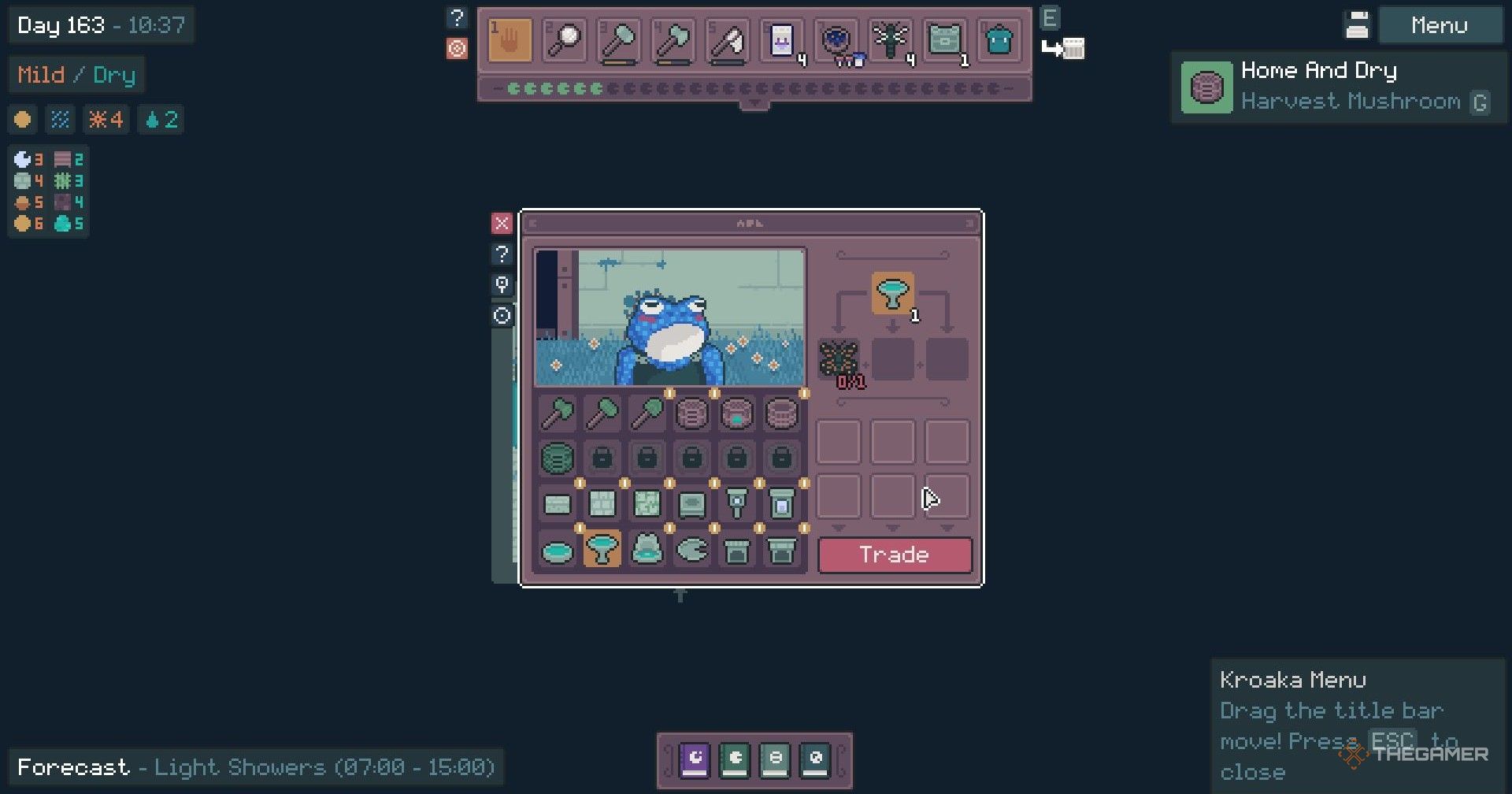 Kroaka&rsquo;s trading menu in Mudborne.