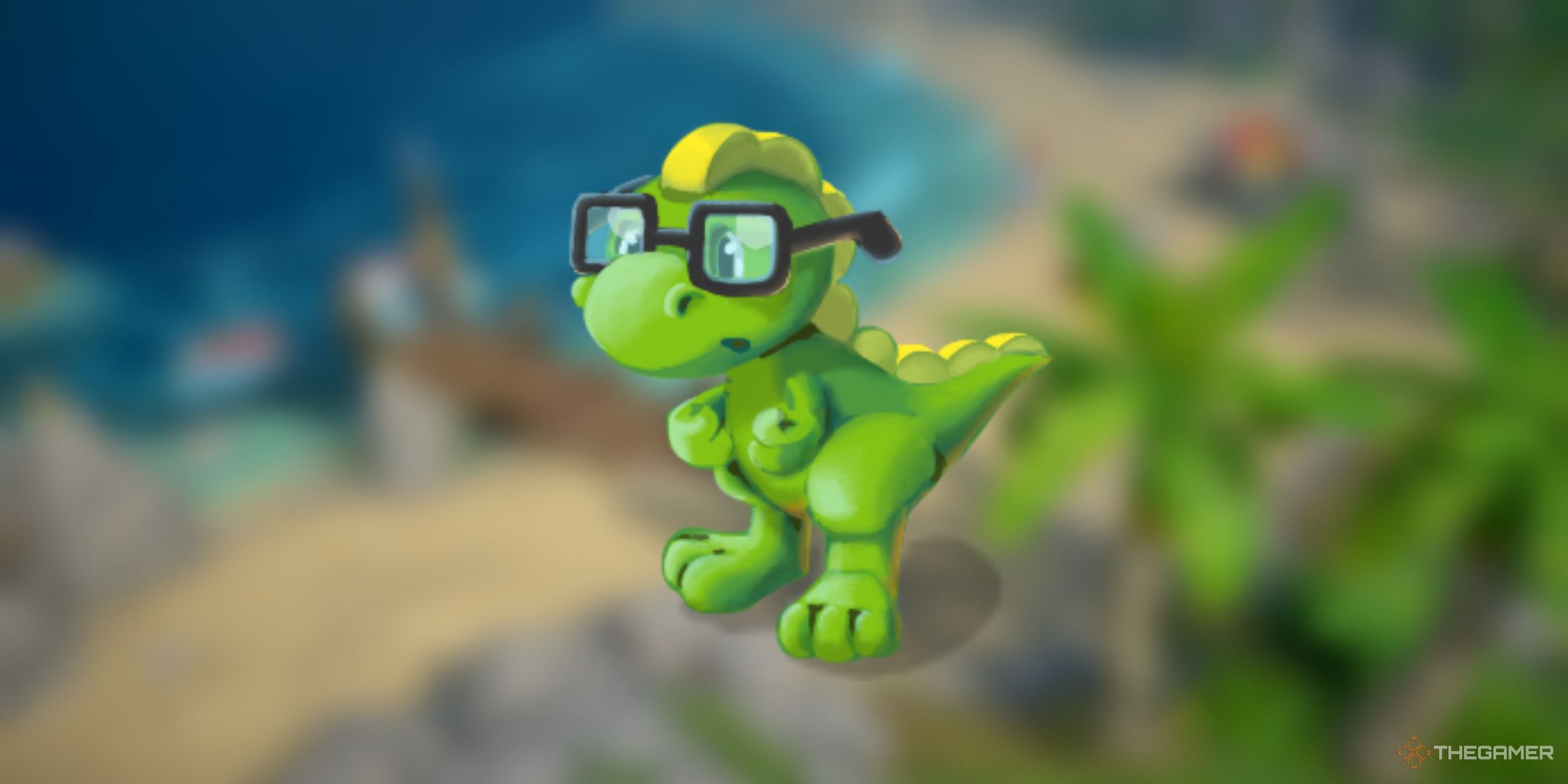 Luma Island, a lizard horned in a blow background in a thorny background.