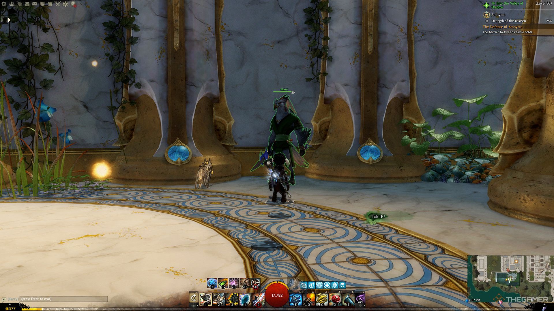 این بازیکن در Guild Wars 2 با مایر صحبت می کند.