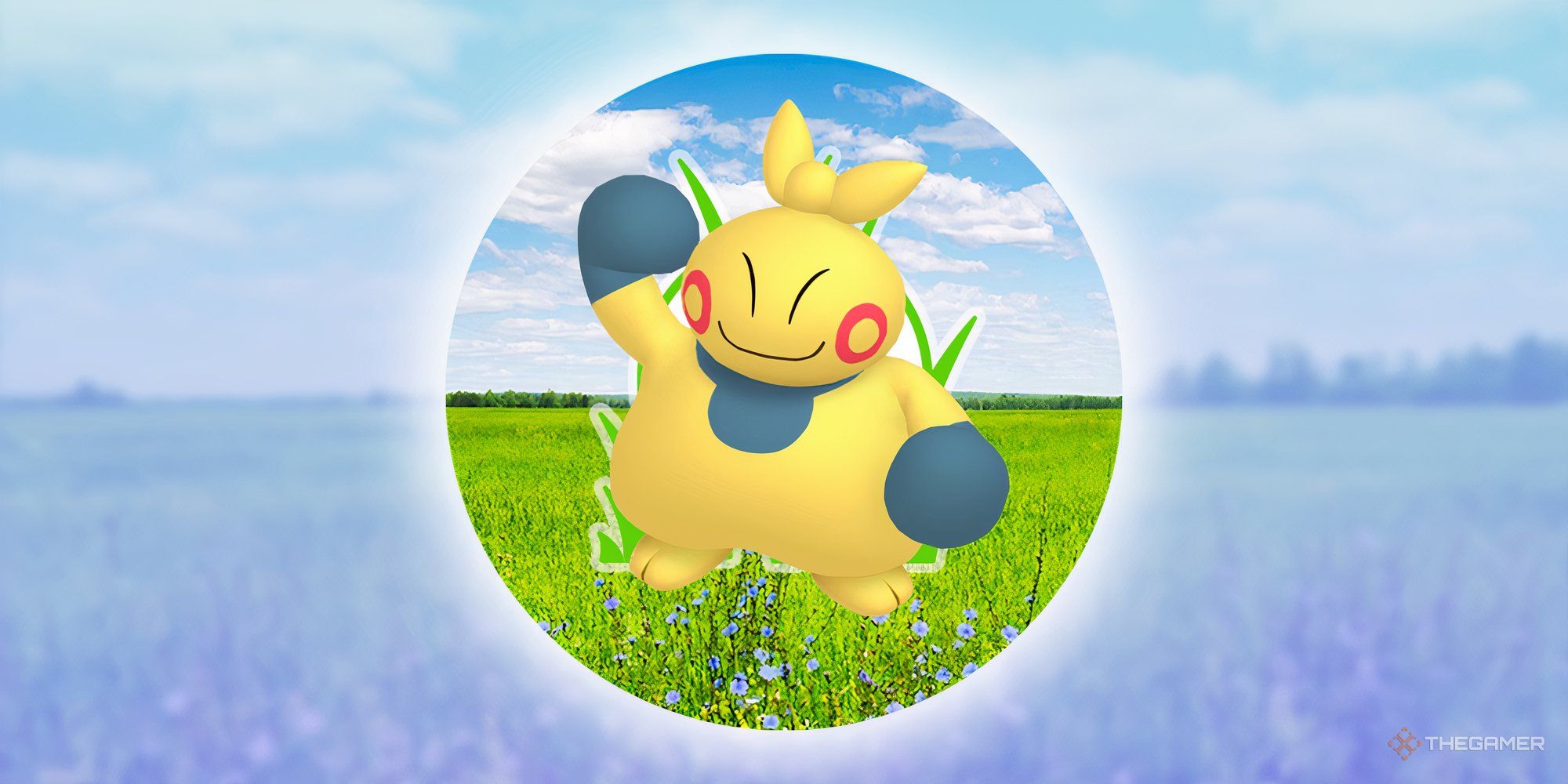 Picture of Makuhita with a symbol of the wild meeting of Pokemon Go.