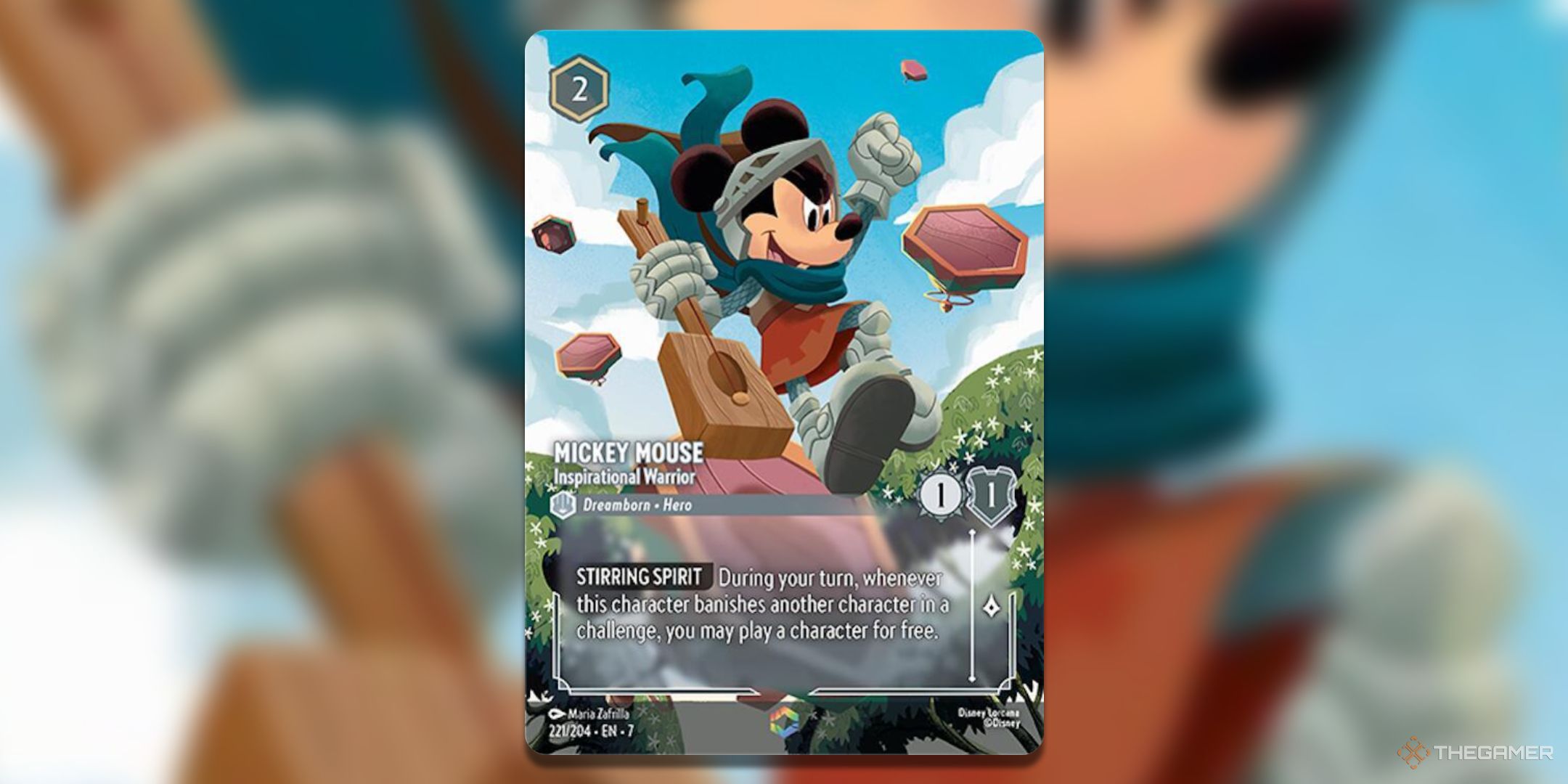 Mickey Mouse - Inspirational Warrior Enchanted Disney Lorcana Archazia's Island card art.