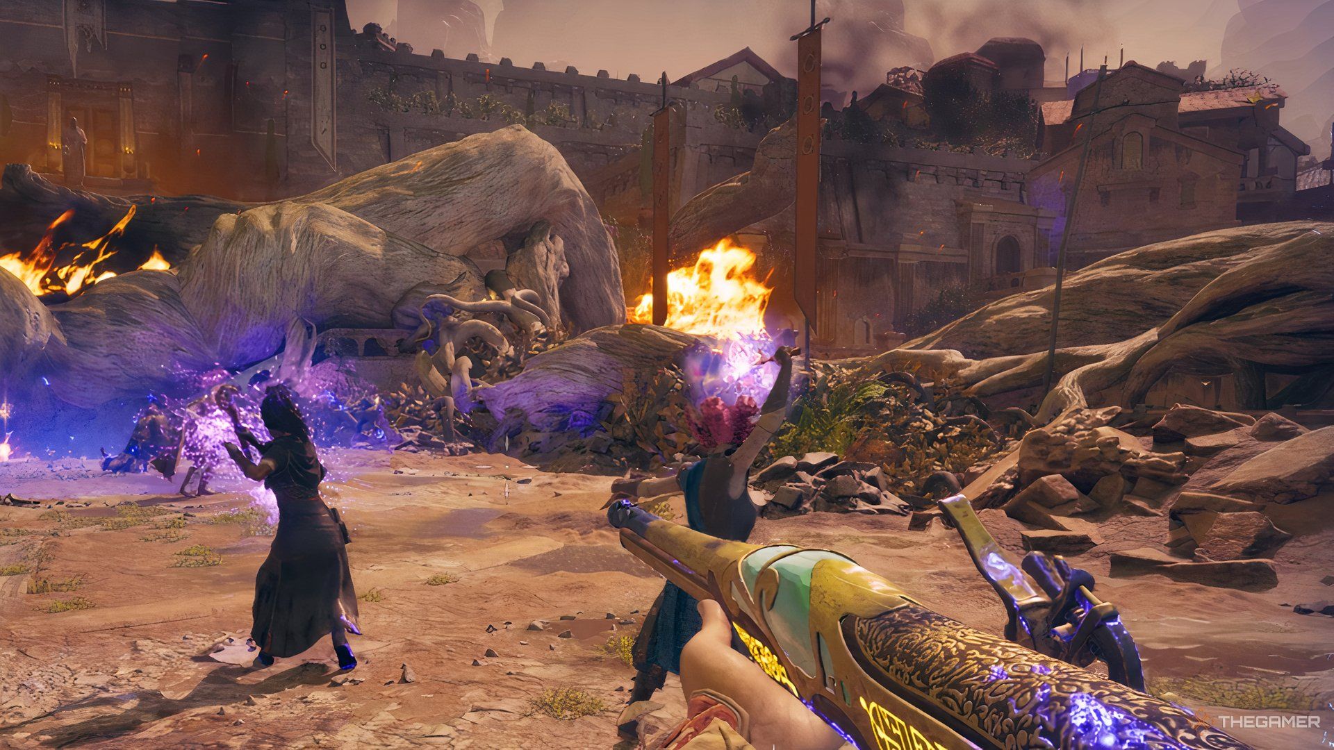 The godlike wields Izmatl&rsquo;s Meteoric Apparatus in battle.