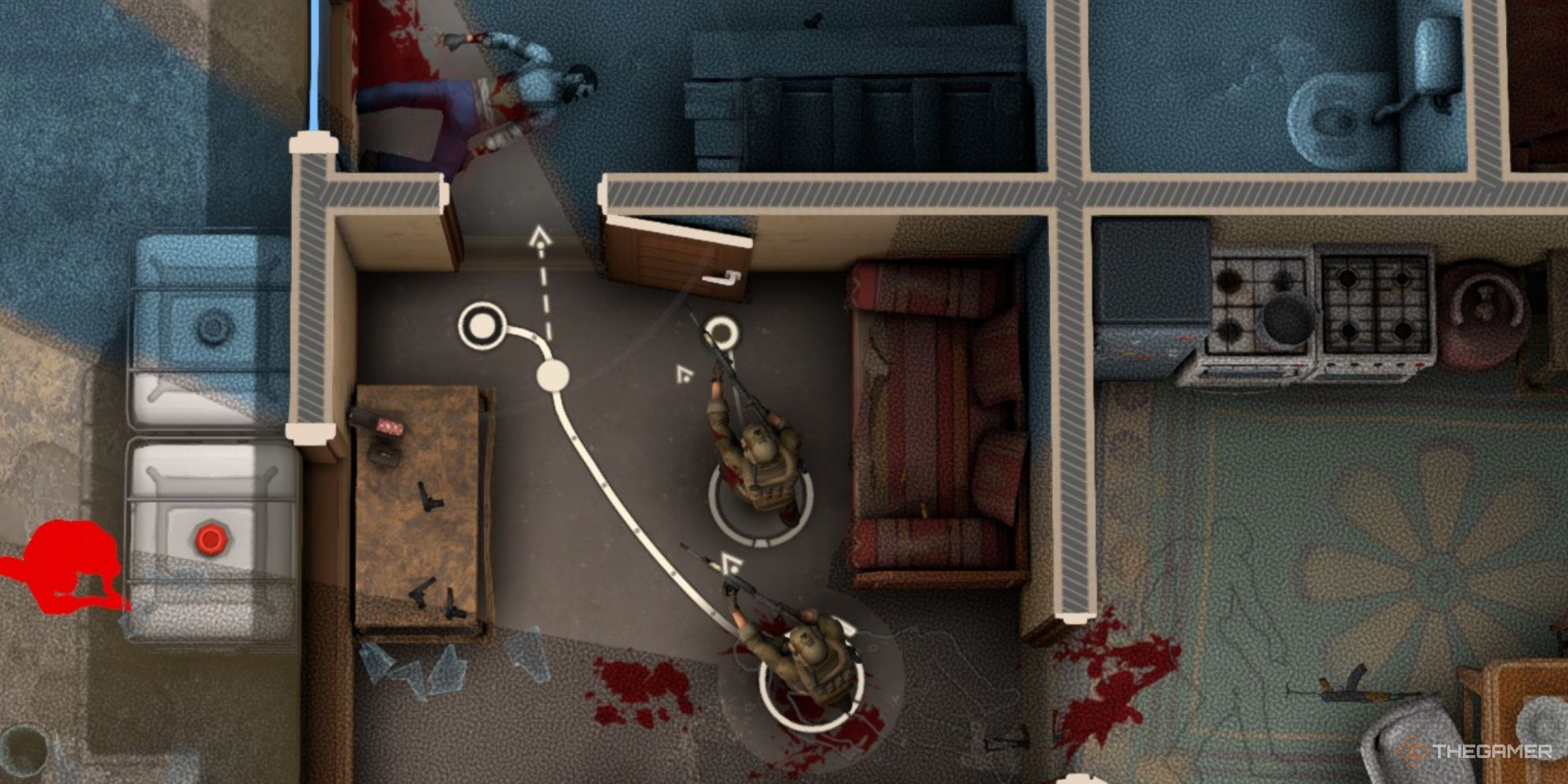 Door Kickers 2: Task Force North - Planning soldier movements through a hostile house.