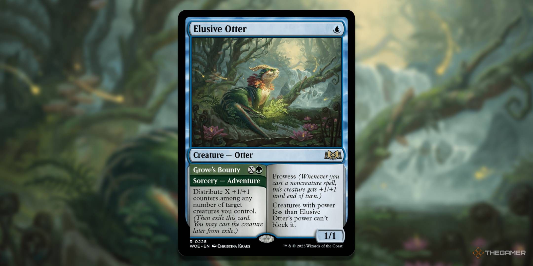 MTG elusive otter with art in the background.