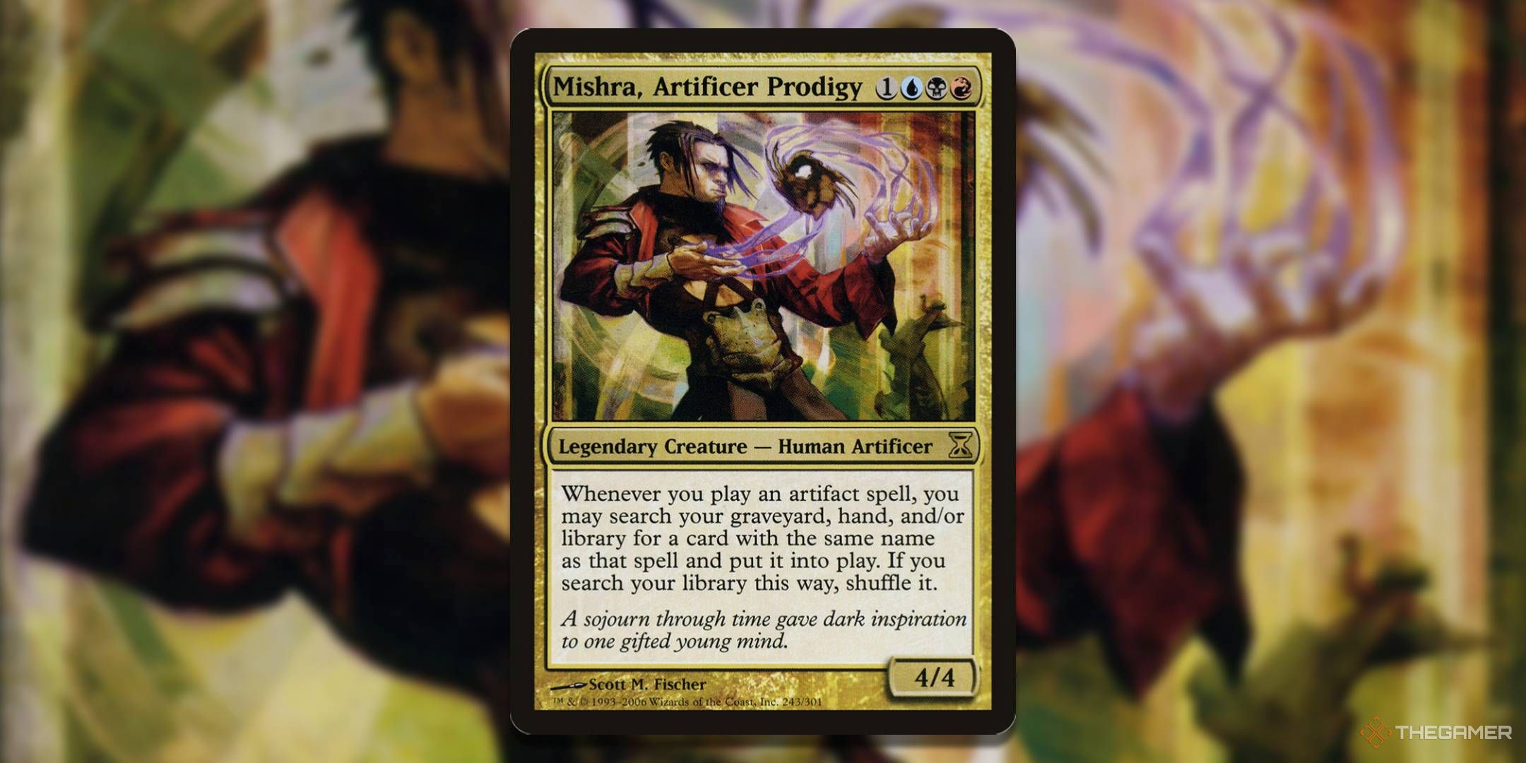 MTG Mishra, Artifier Produced Card with Art in the Background.