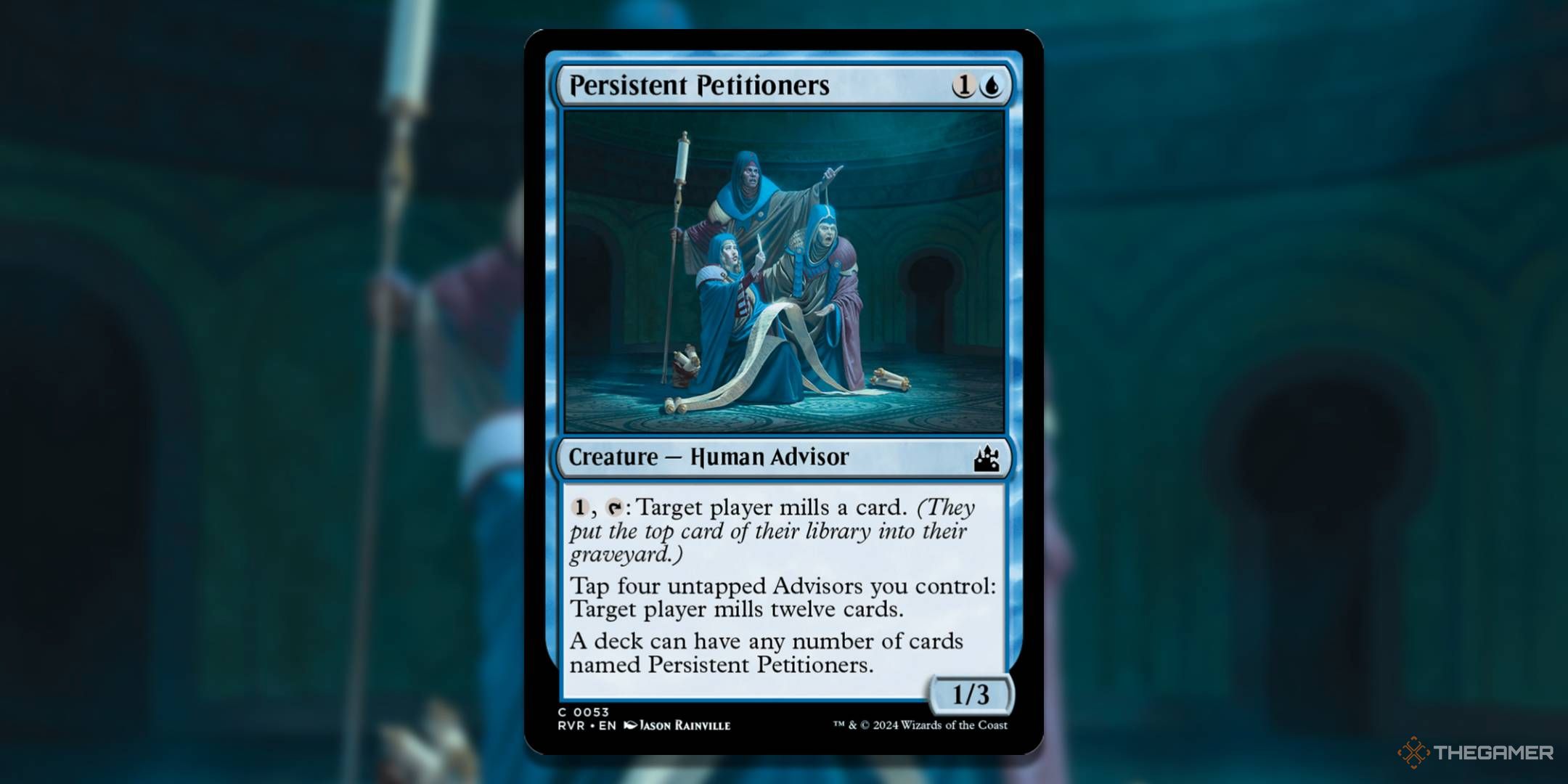 MTG Permanent Applicant Card with Art in the Background.