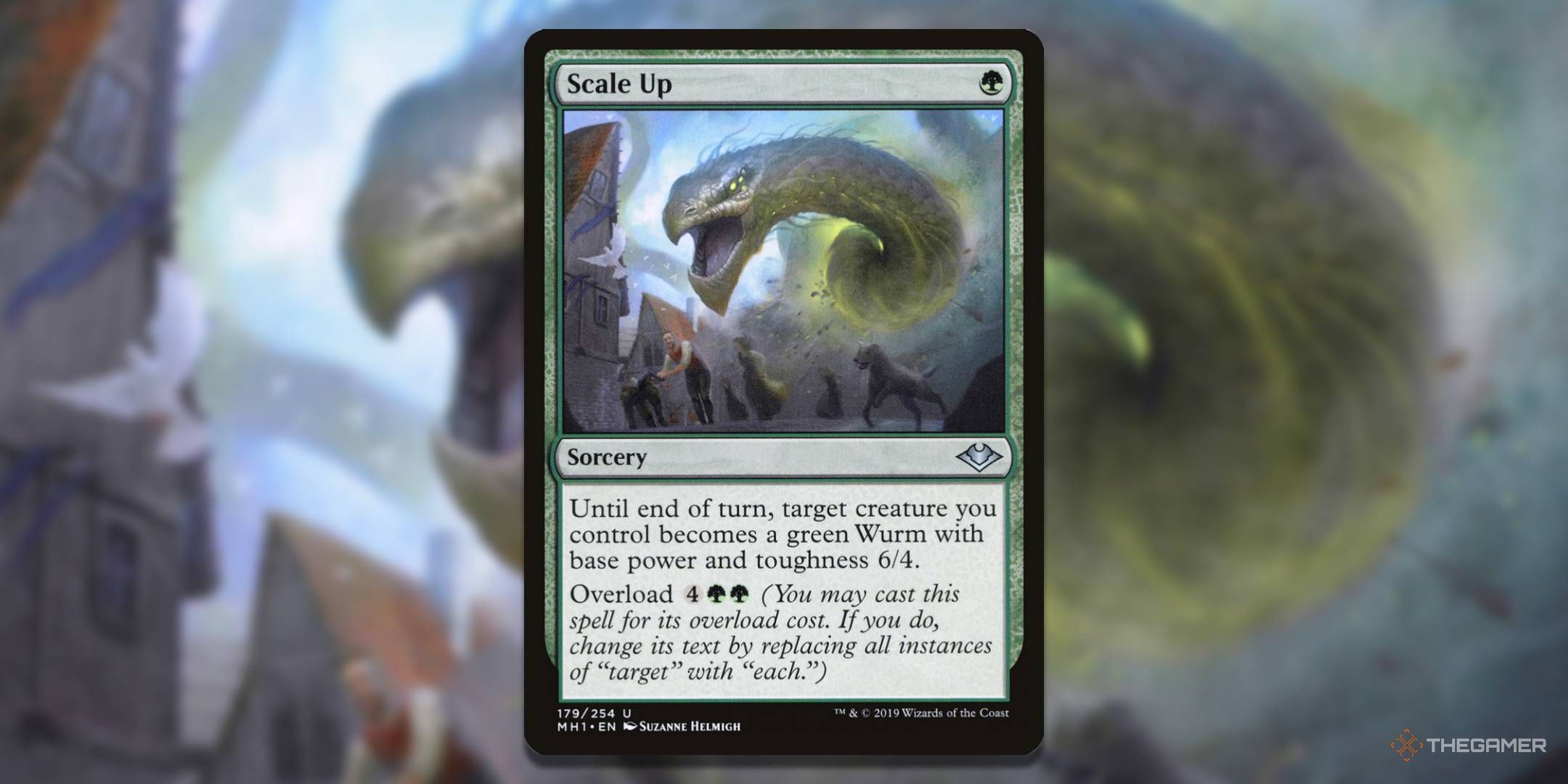 MTG Scale Up card with the art in the background.