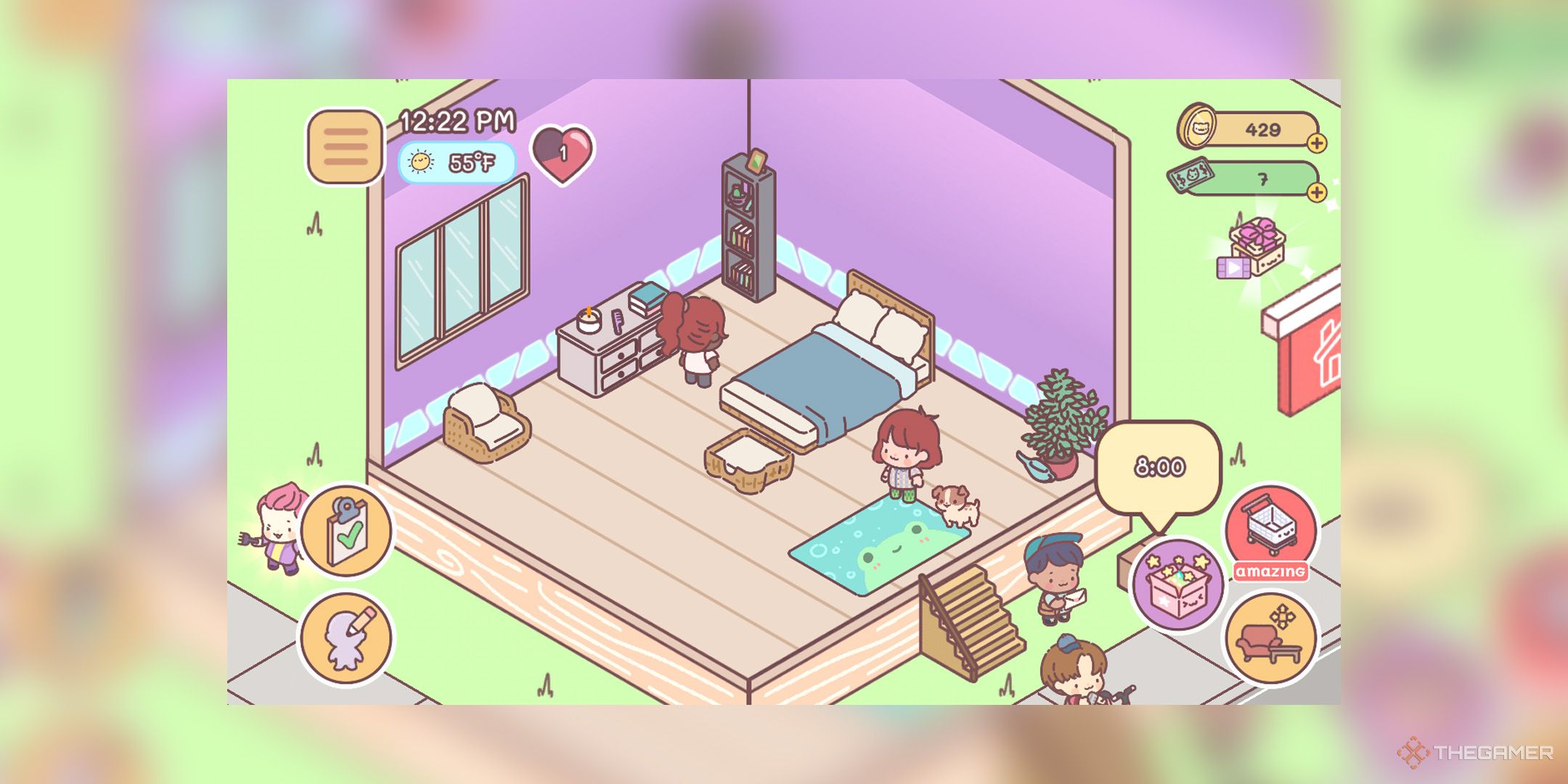 Two red-headed woman in a purple house from Pocket Love.