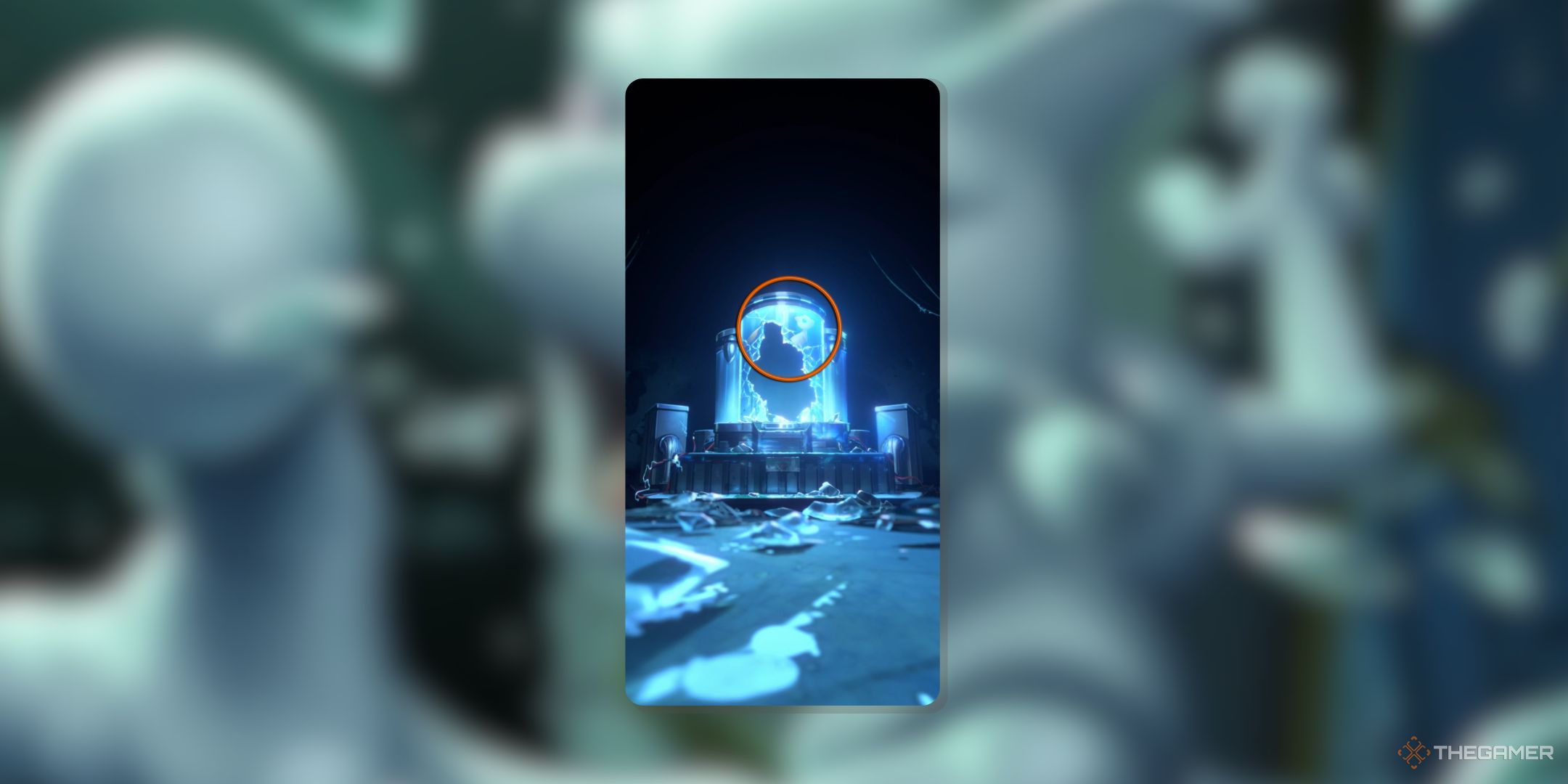 The Pokémon Trading Card Game Pocket Moto Mayo's formerly high -ranking screenshot is reflected in the broken glass of the containment cell.