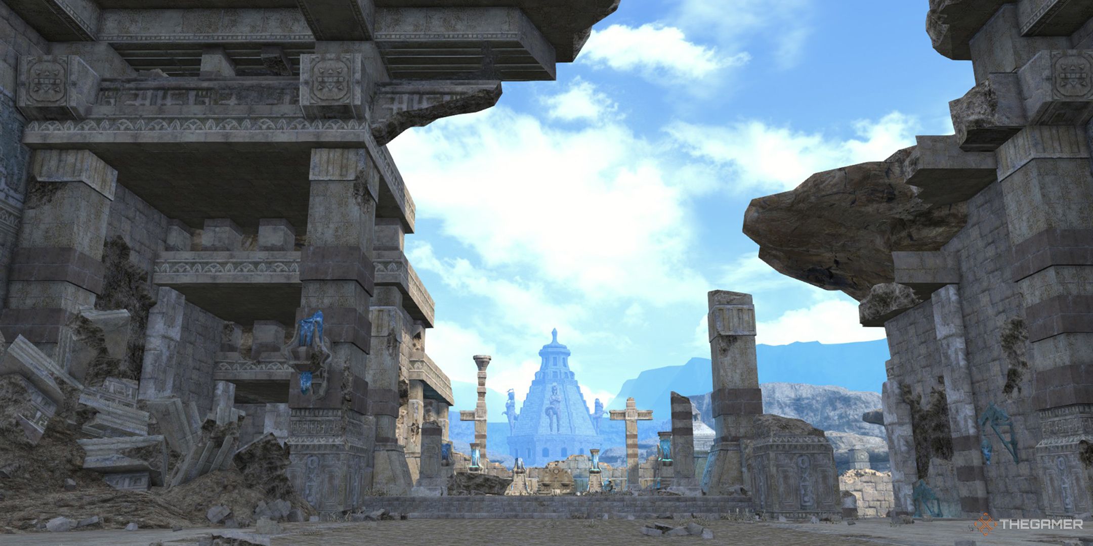The entrance to the Sunken Temple of Qarn in Final Fantasy 14.