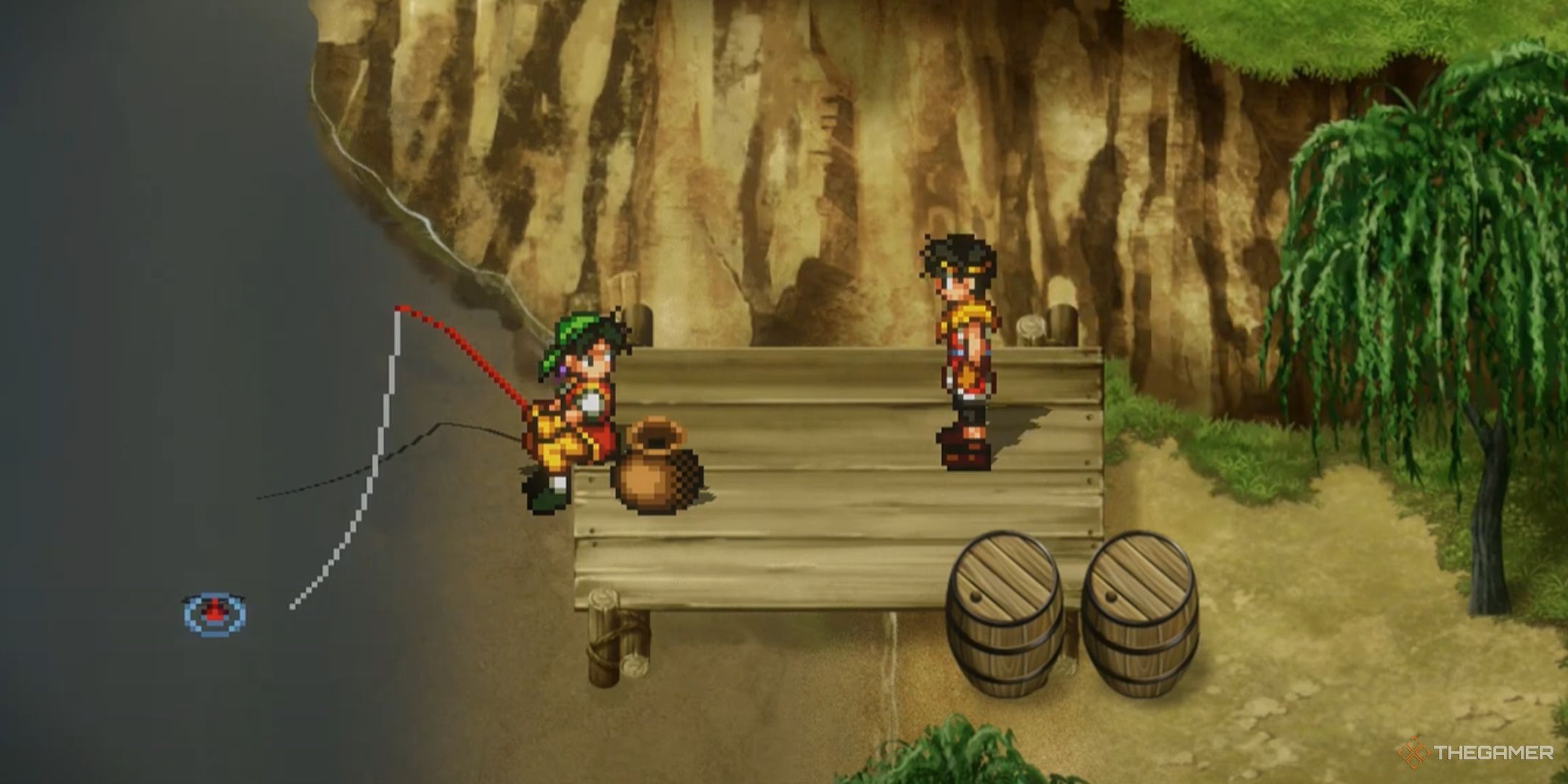 Riou running into McDohl in Suikoden 2 HD Remaster.