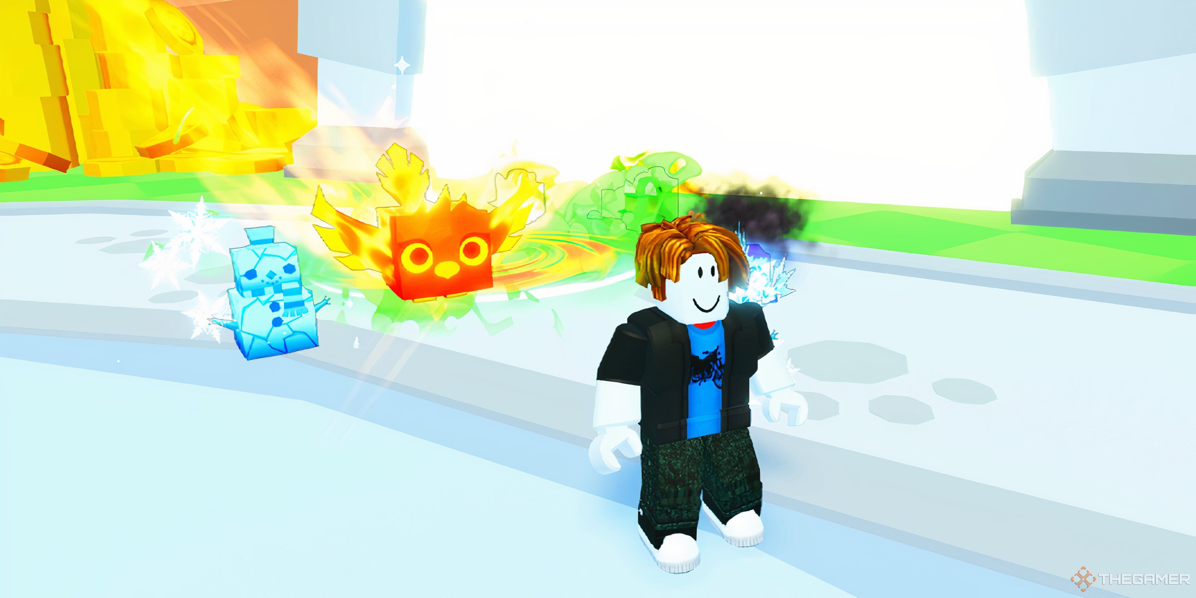 A bunch of pets in Roblox: Pets Go.