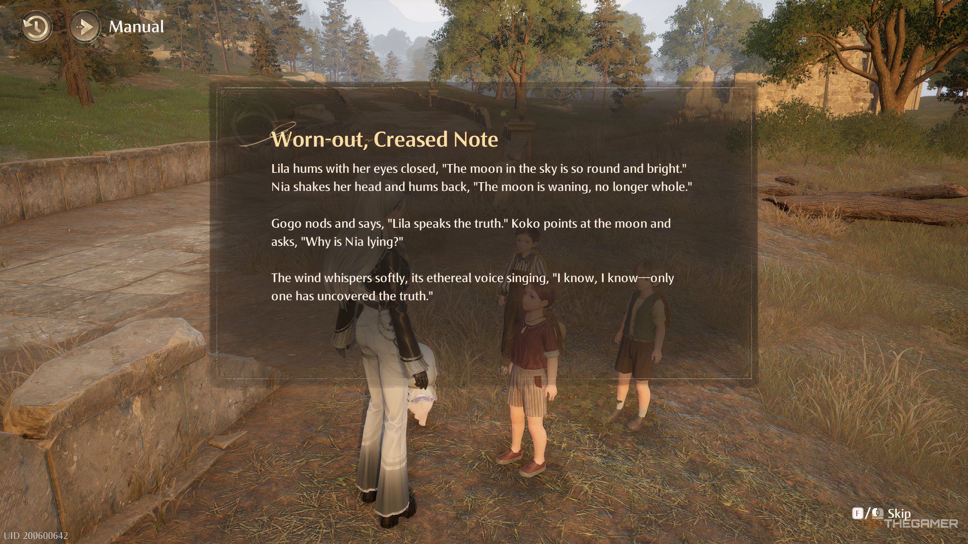 The riddle note is shown in Infinity Nikki.