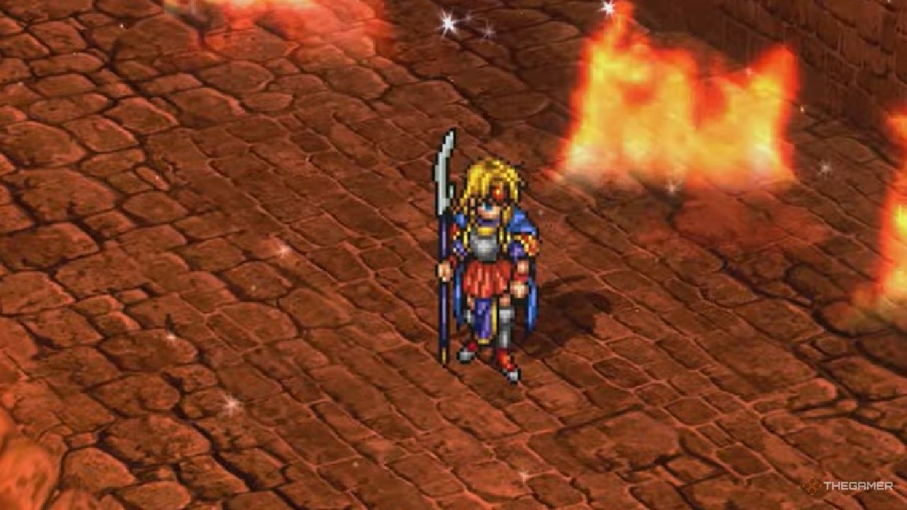 سونیا همانطور که در مبارزه رئیس خود در Suikoden 1 HD Remaster ظاهر می شود.