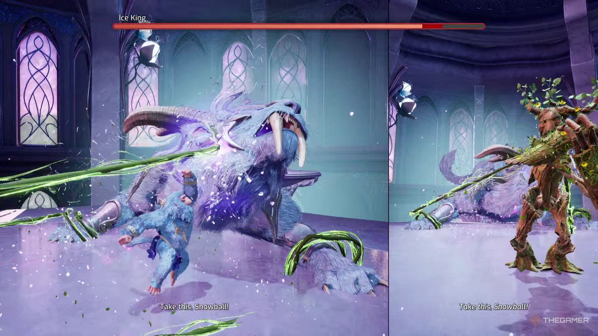 Zoe traps the Ice King using her vines in Split Fiction.