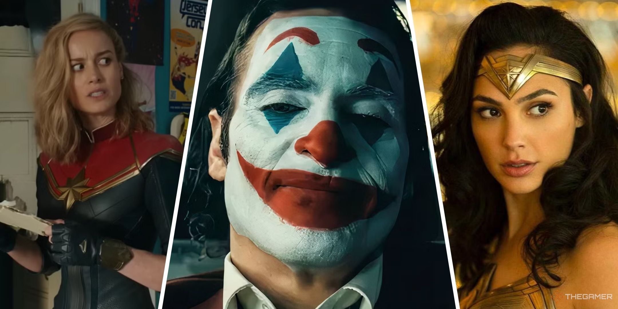 Distribute pictures with Marvel Woman with a miracle, Joker Foly A. Obligatory Joker, and Wonder Women