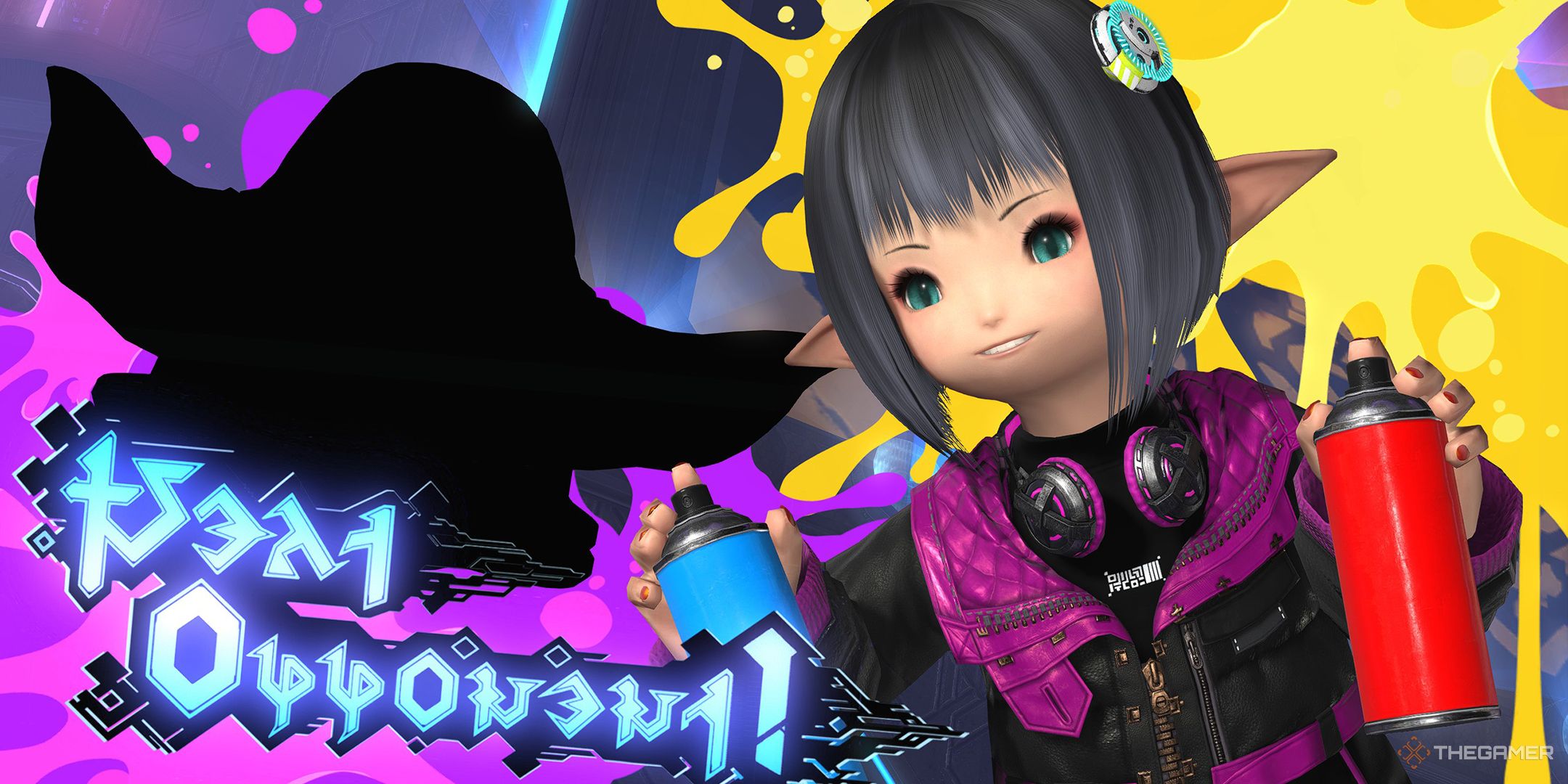 Sugar Riot with her cans of spray paint during her introductory scene in Final Fantasy 14.