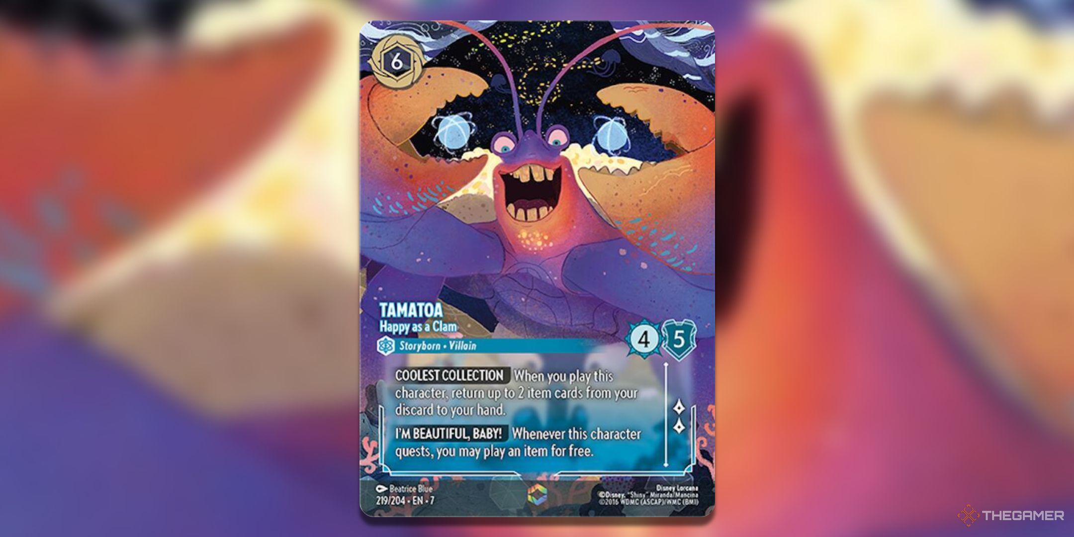 Tamatoa - Happy as a Clam Enchanted Disney Lorcana Archazia's Island card art.