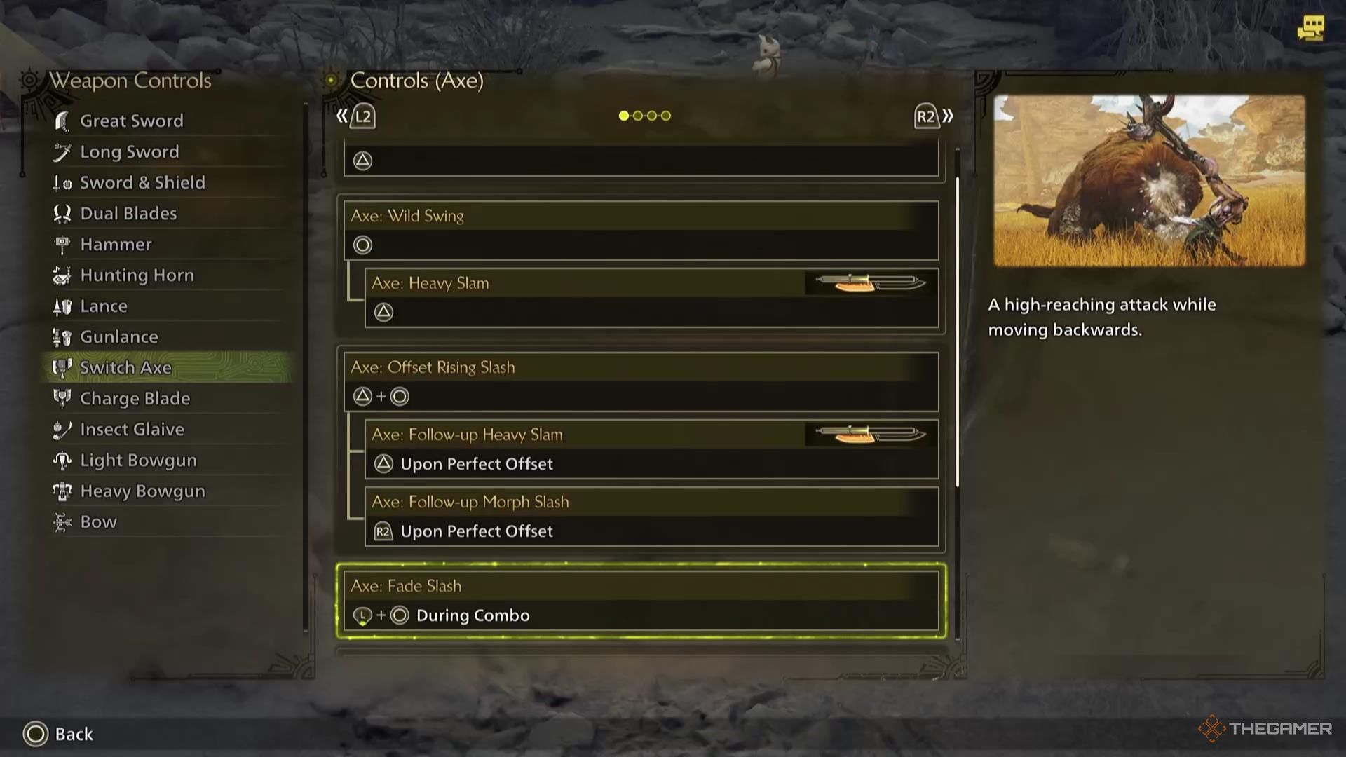 The Fade Slash attack description in Monster Hunter Wilds.