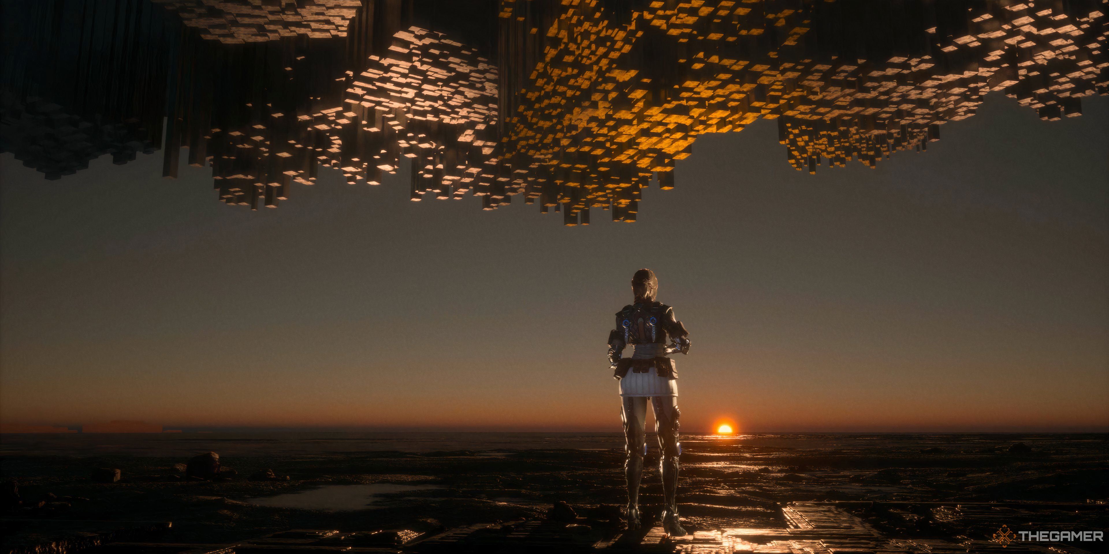 The First Descendent Beginners Tips Viessa Looking At The Sunset During the Game&rsquo;s Intro.
