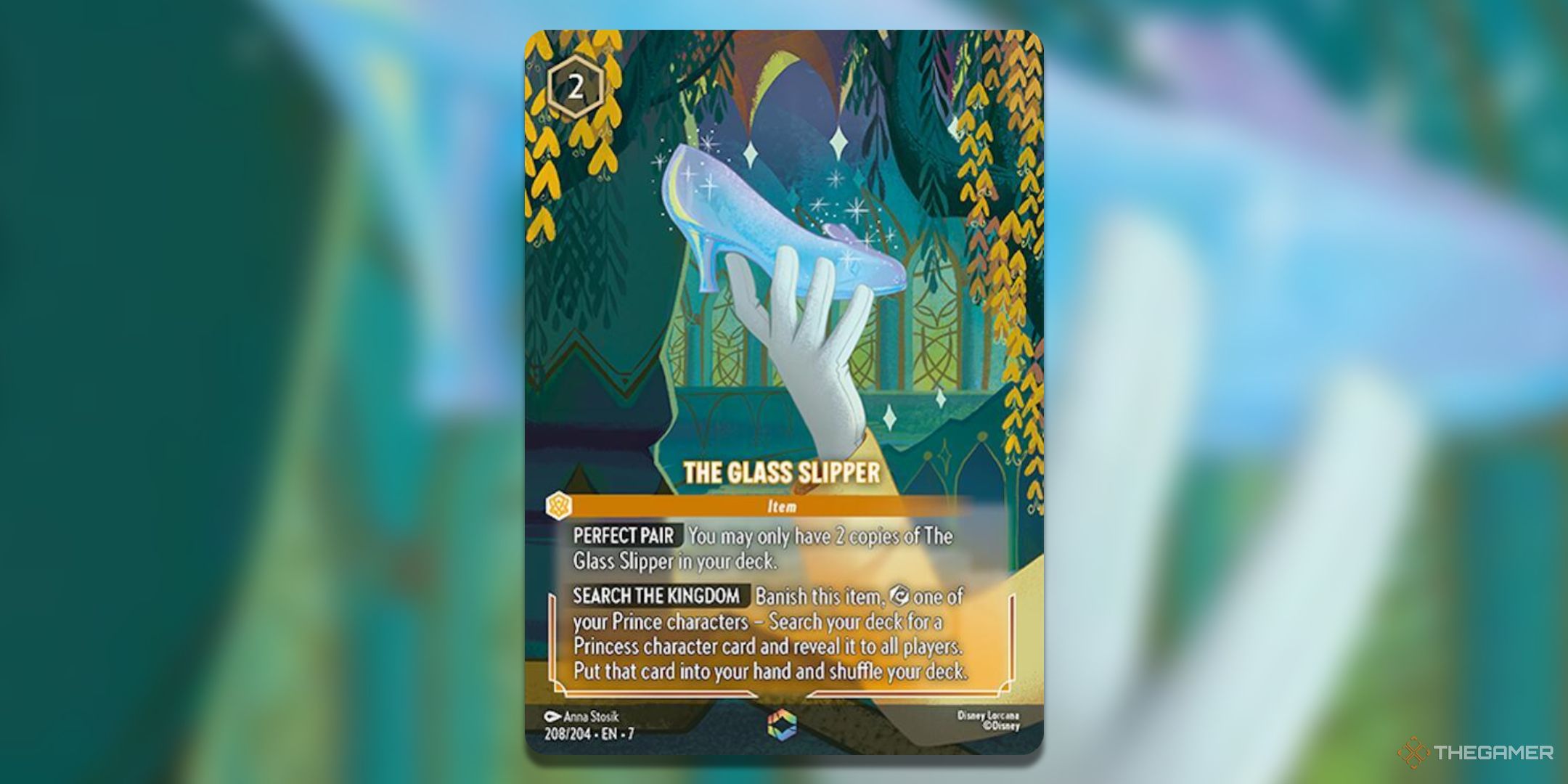 The Glass Slipper Enchanted Disney Lorcana Archazia's Island card art.