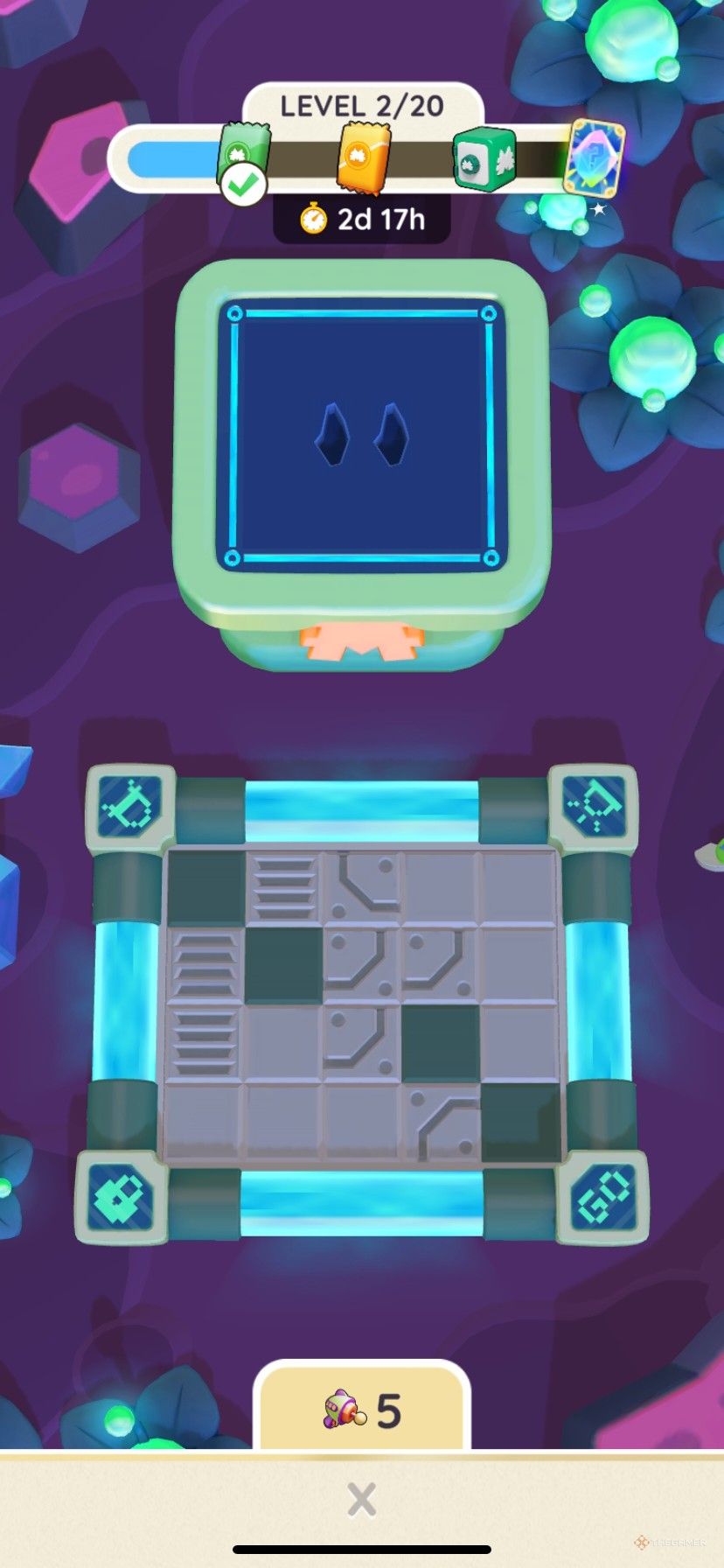 The grid in the second level of Sticker Treasures in Monopoly Go.