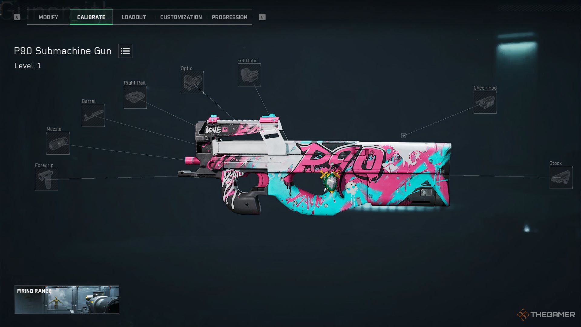 Showcasing a side-view of the P90 with attachments in Delta Force.