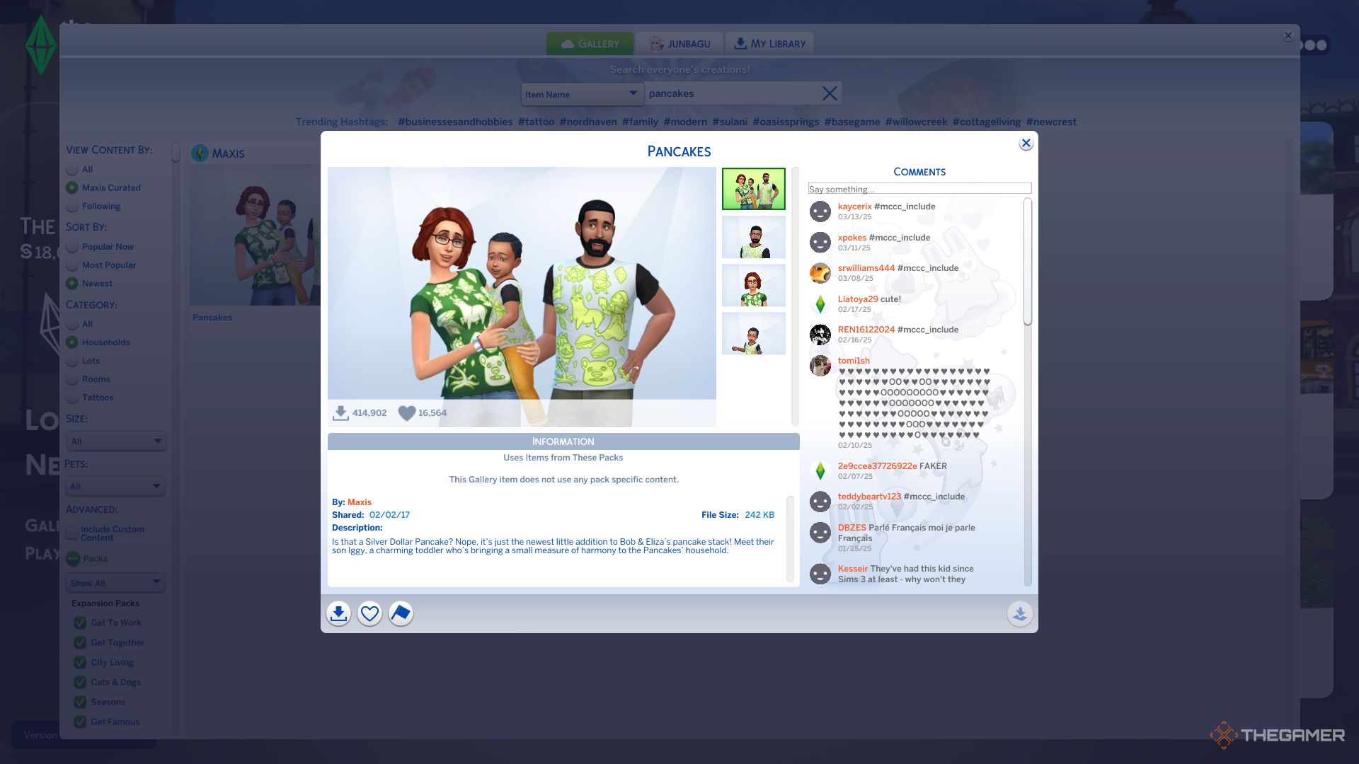 The Pancakes family in The Sims 4 gallery.