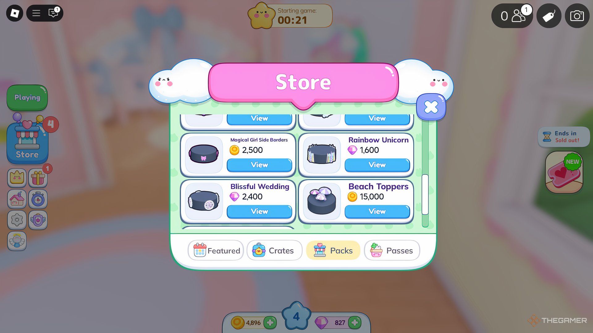 Theme store menu is shown in Roblox Cake Off.