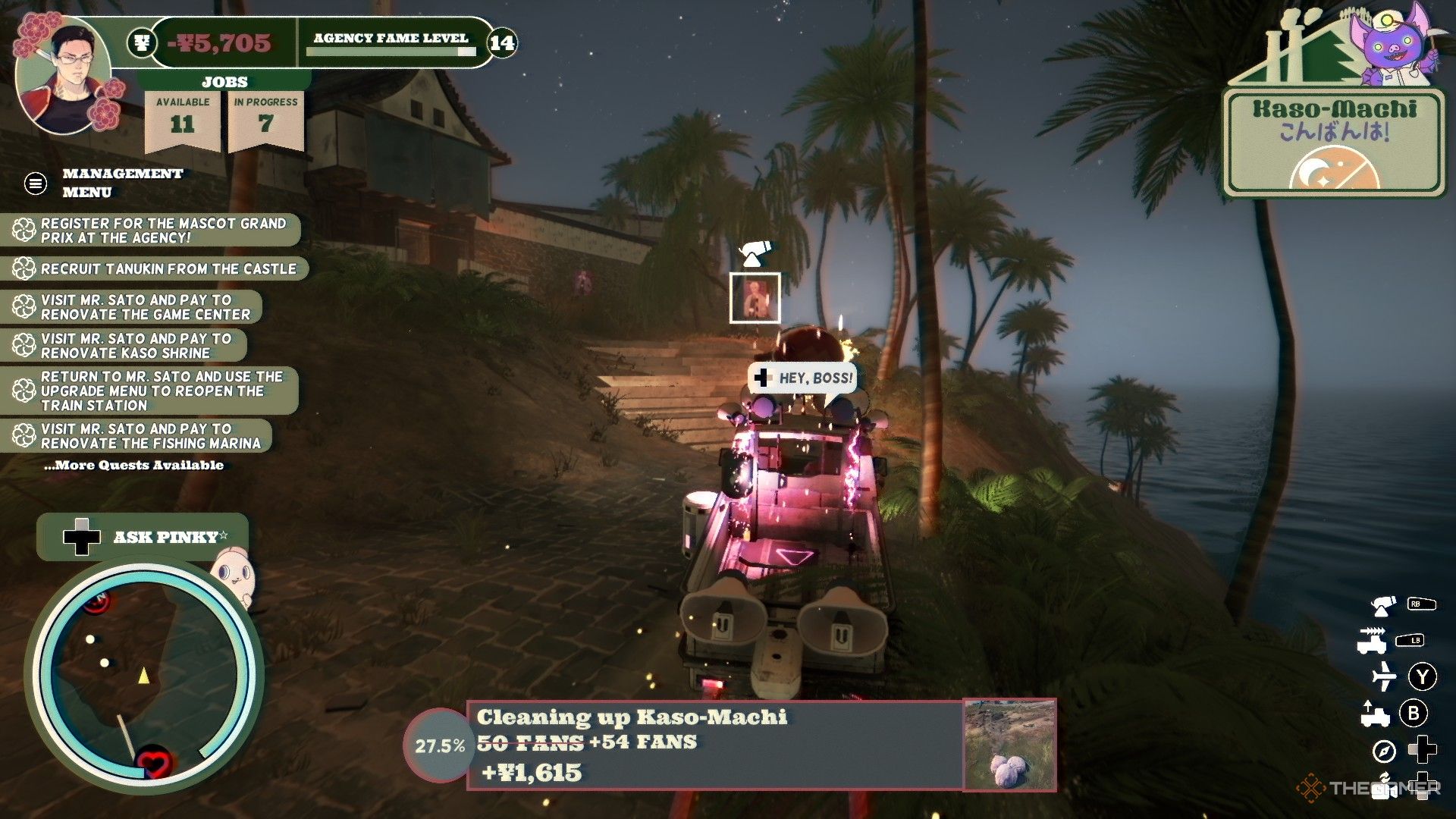Using the Pinky Launcher in Promise Mascot Agency.