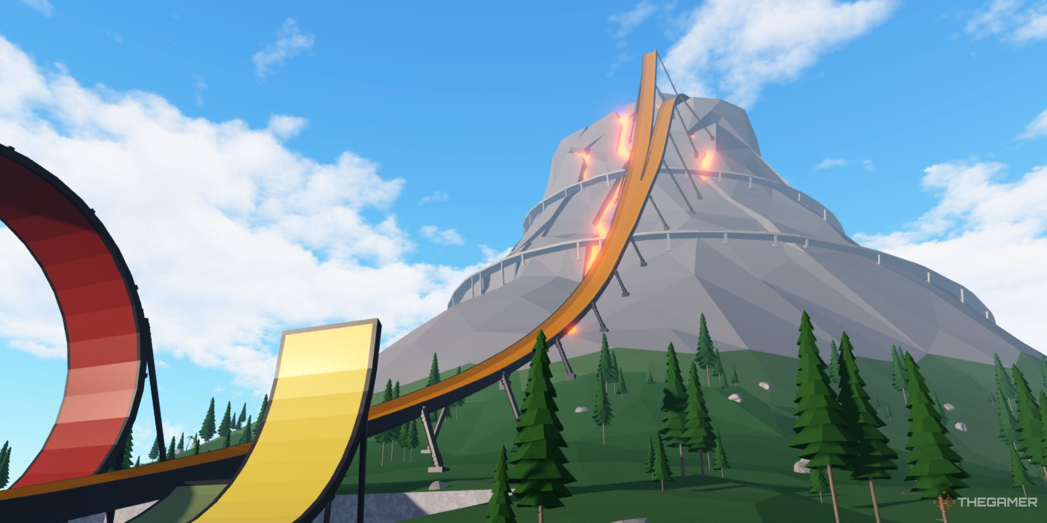 The player character shows the giant volcano in Car Crushers 2.