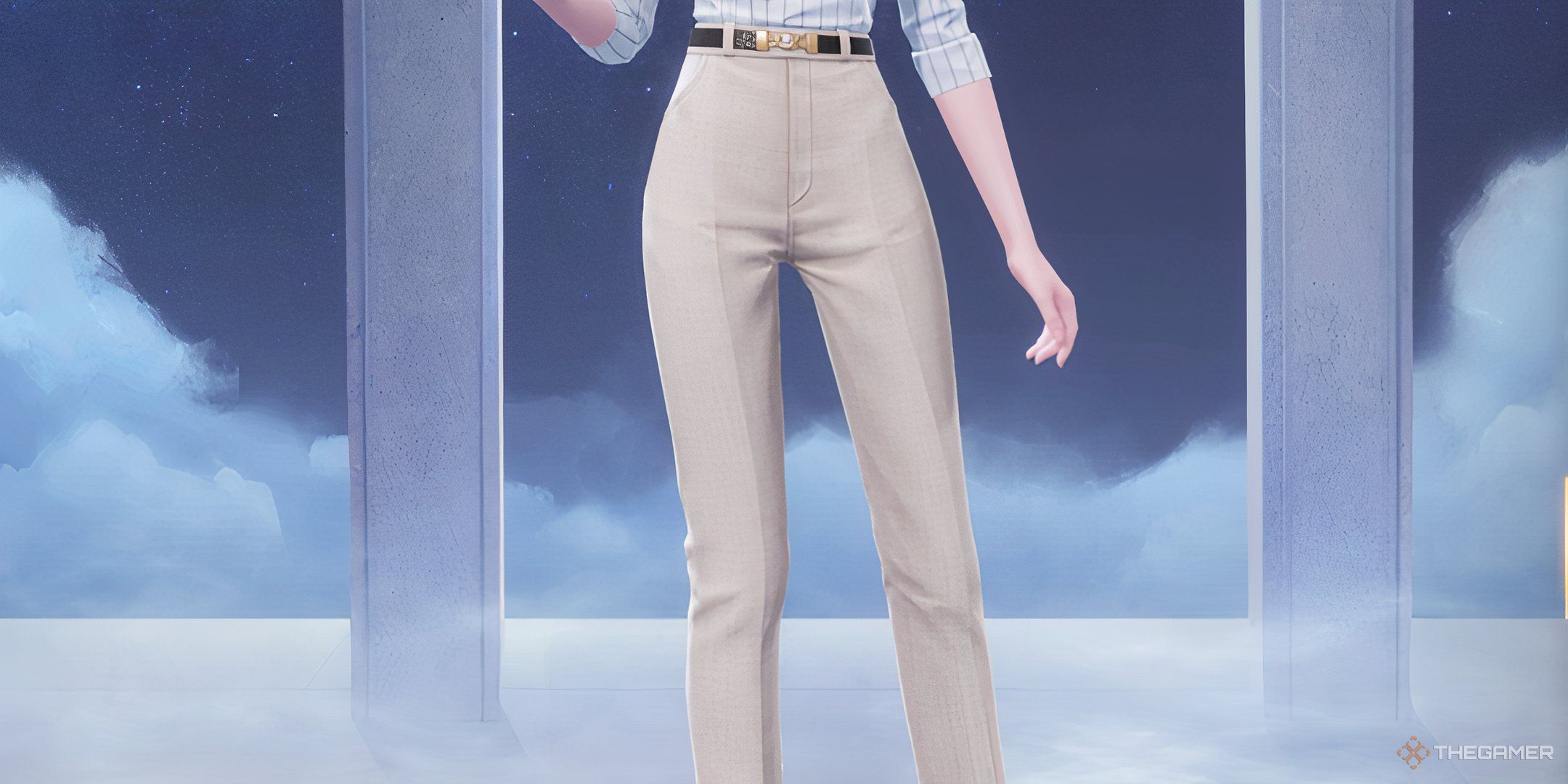 Wicky Reset was called with the off-White skux., The pants include belts.
