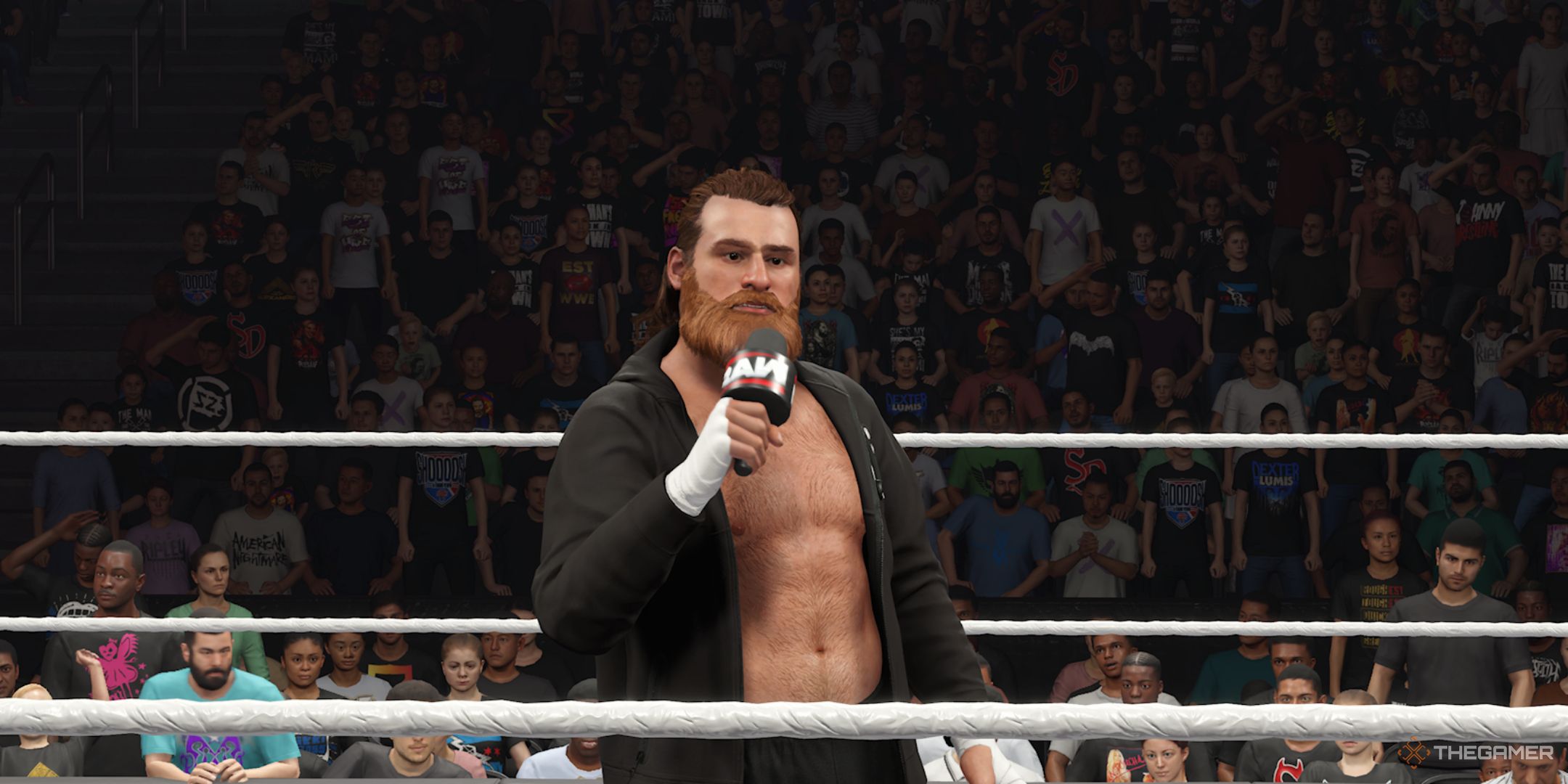 WWE 2K25 screenshot of Sami Zayn holding a mic.