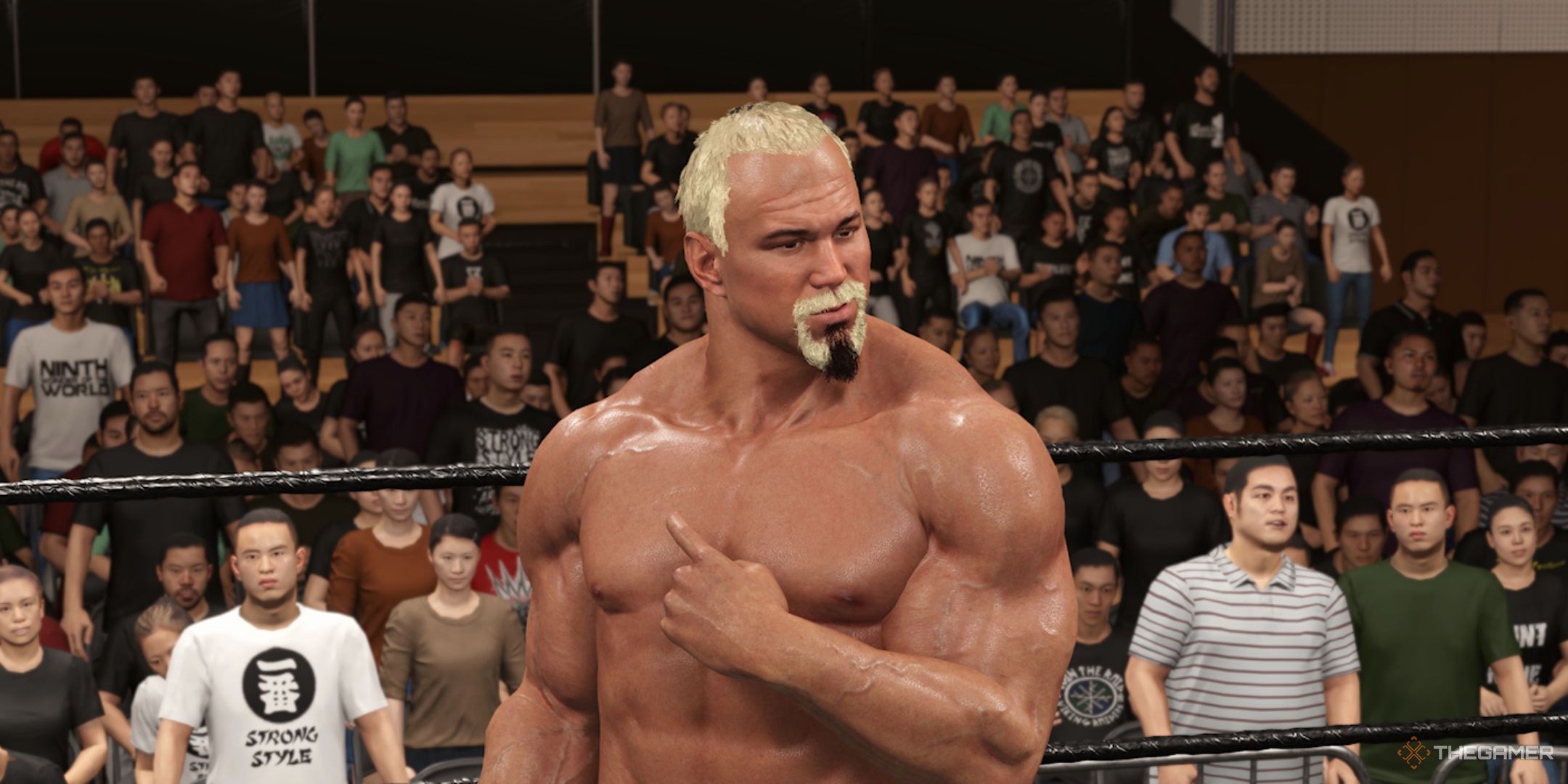 WWE 2K25 screenshot of Scott Steiner pointing to himself.