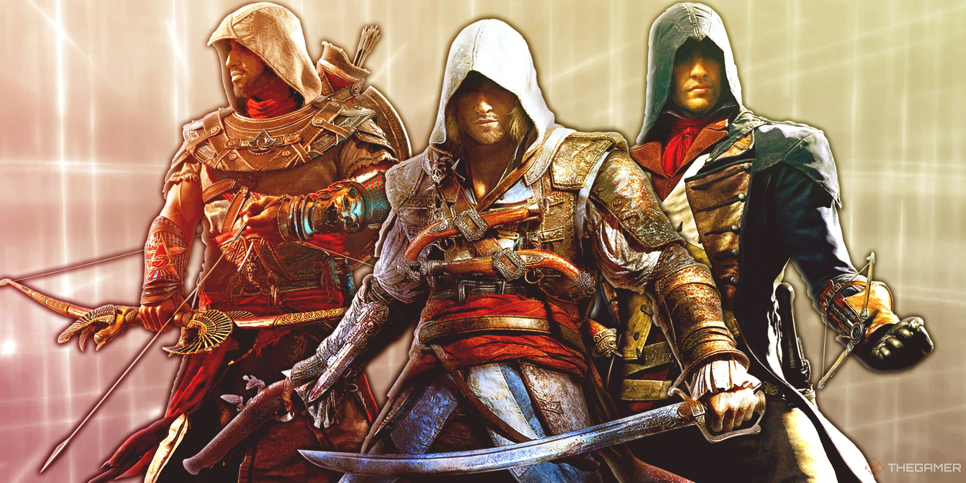 Assassin&rsquo;s Creed Origins, Black Flag and Unity.