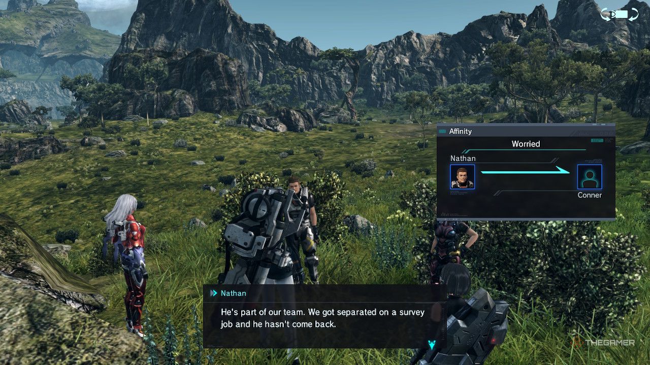 Talking with Nathan about Conner in xenoblade chronicles x definitive edition.