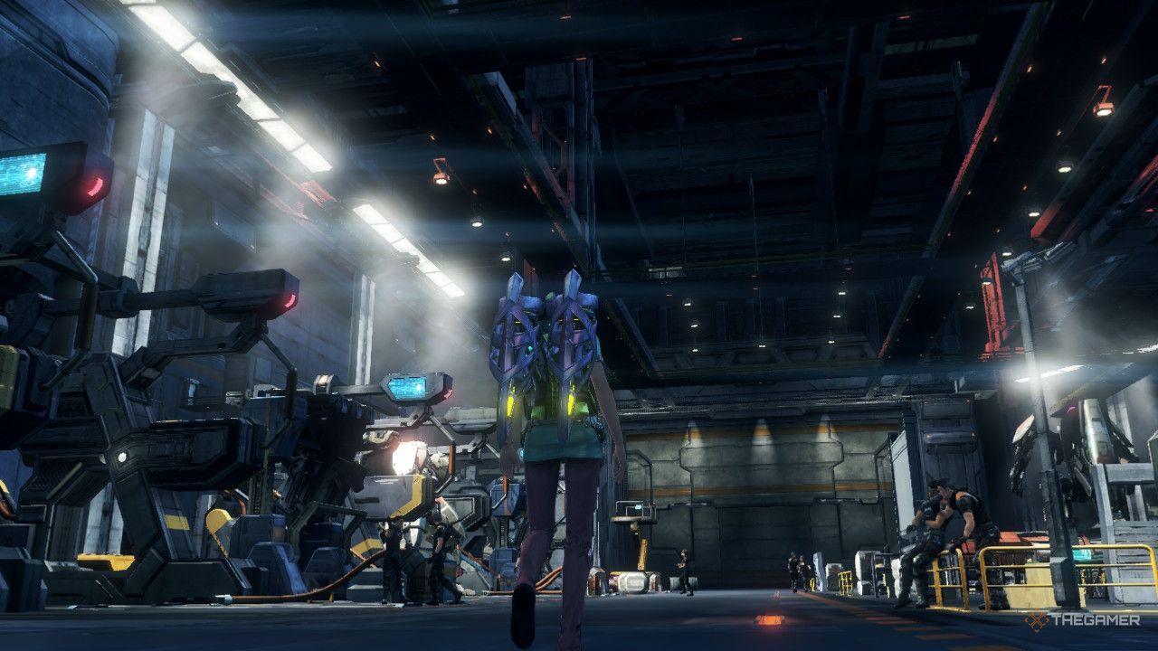 بازیکنی که در Xenoblade Chronicles x نسخه Definitive Edition از آشیانه قدم می زند.