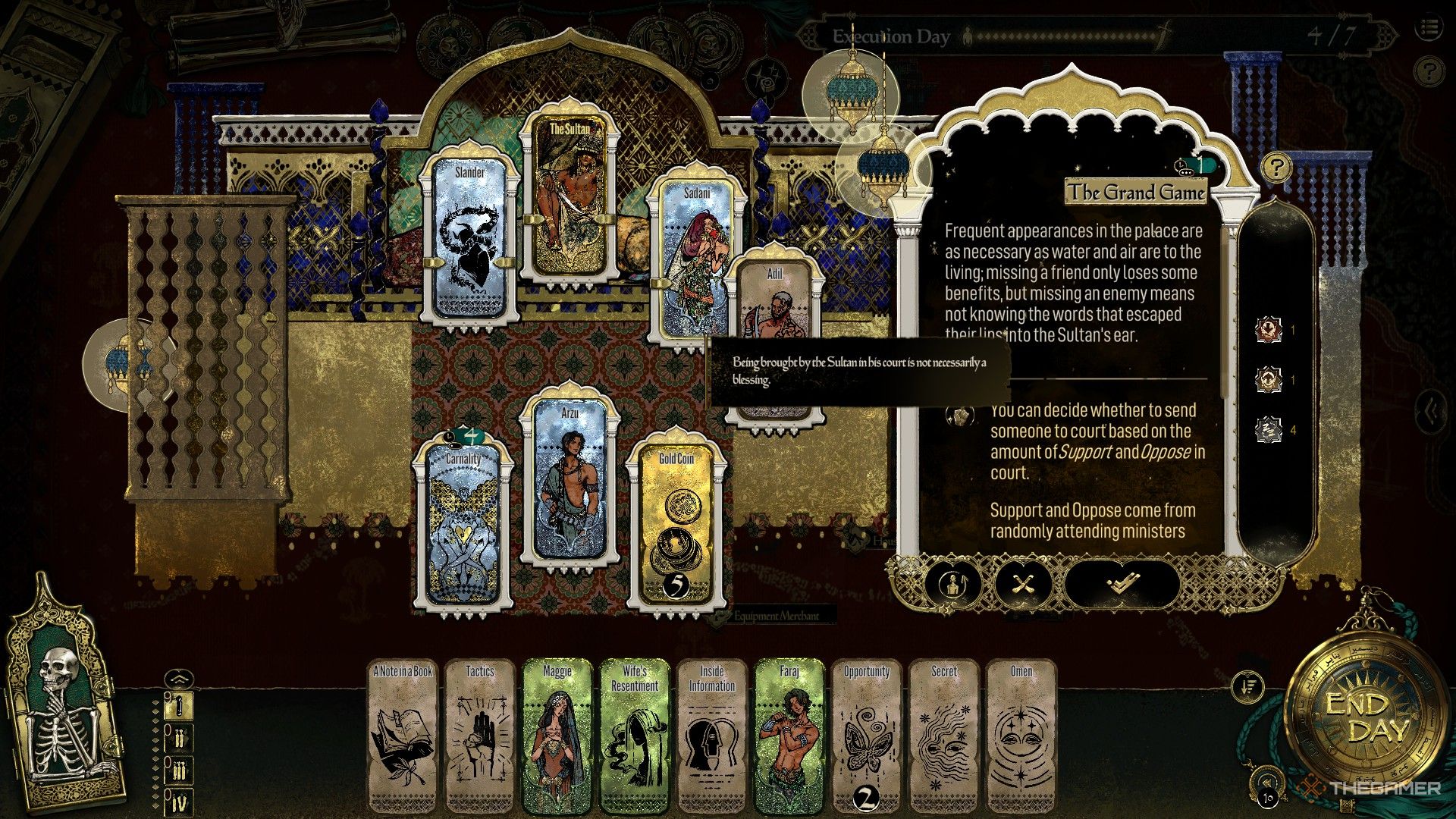 The player in Sultan&rsquo;s Game uses a carnality card on the Sultan&rsquo;s Consort.