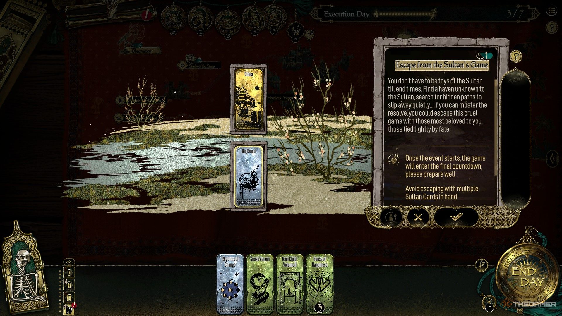 The player attempts to escape from the Sultan&rsquo;s Game.