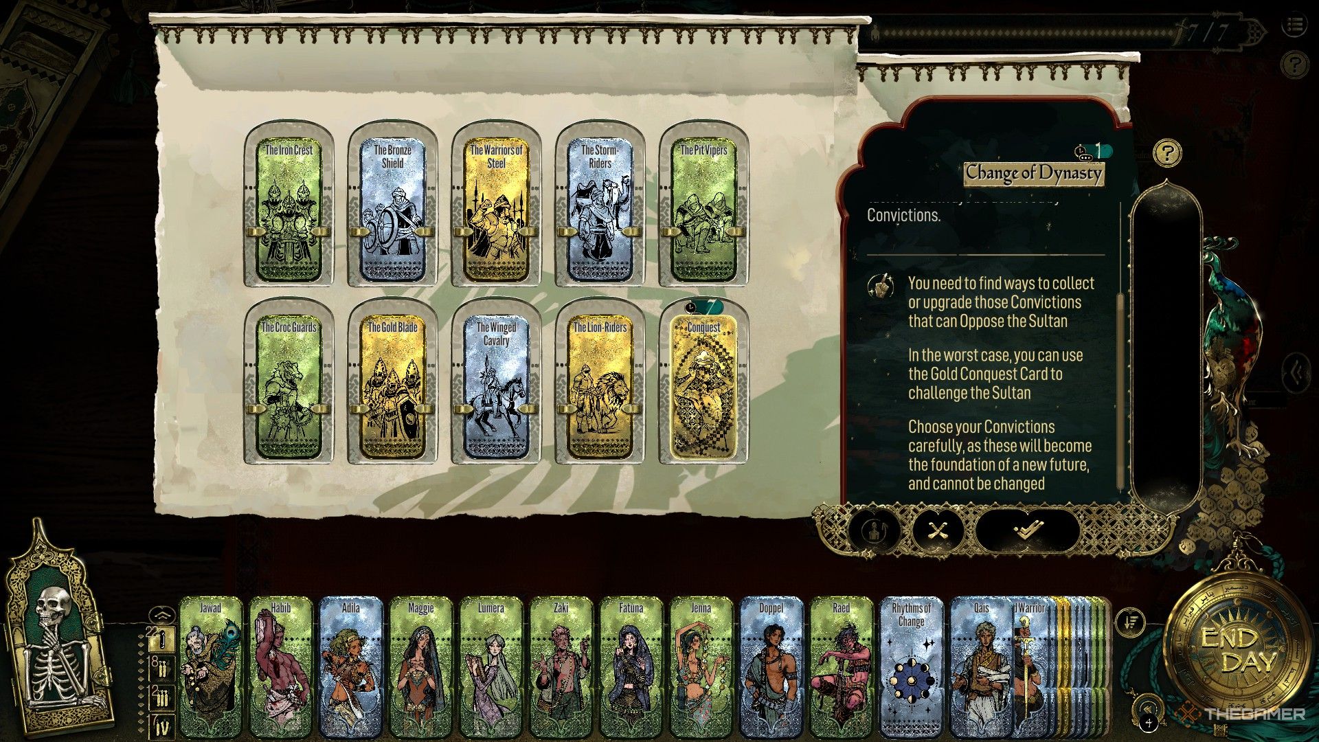 The gold conquest card is used to overthrow the Sultan in Sultan&rsquo;s Game