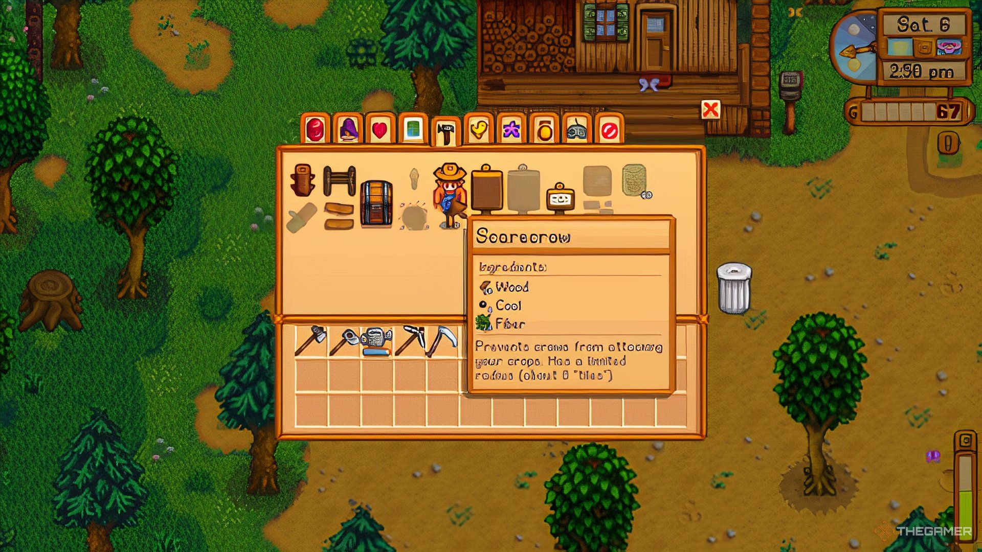 The menu manufactured with a pointer that shaved the scarcro to display the ingredients needed to prepare the scarcaro in Stardo Valley is open.