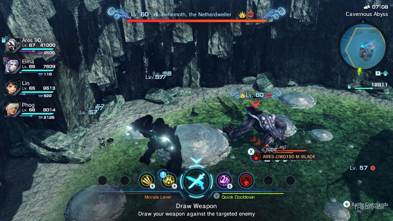 Behemoth, Netherdwell Tyrant in Xenoblade Chronicles x Definitive Edition with Gold Crown.