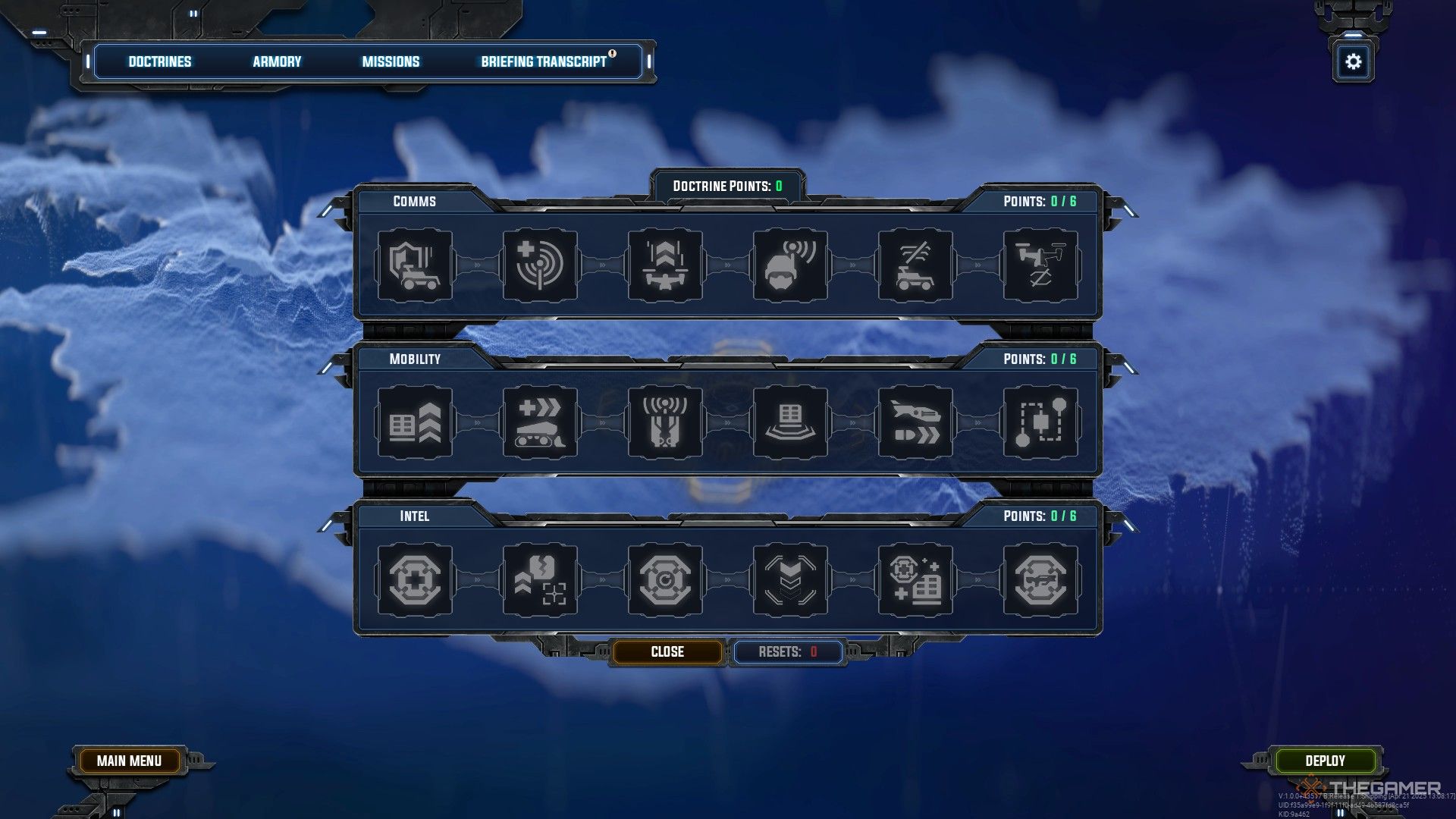Tempest Rising: All of the unlockable GDF Doctrines available.