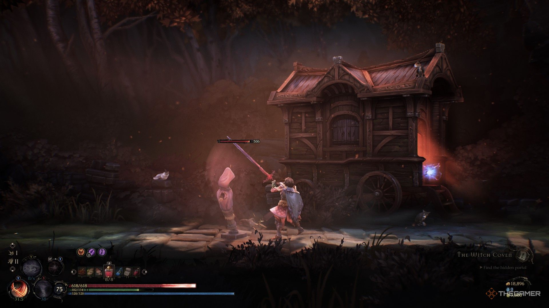 یک طلسم در ماندراگورا شمشیر دو دست شب را آزمایش می کند. 