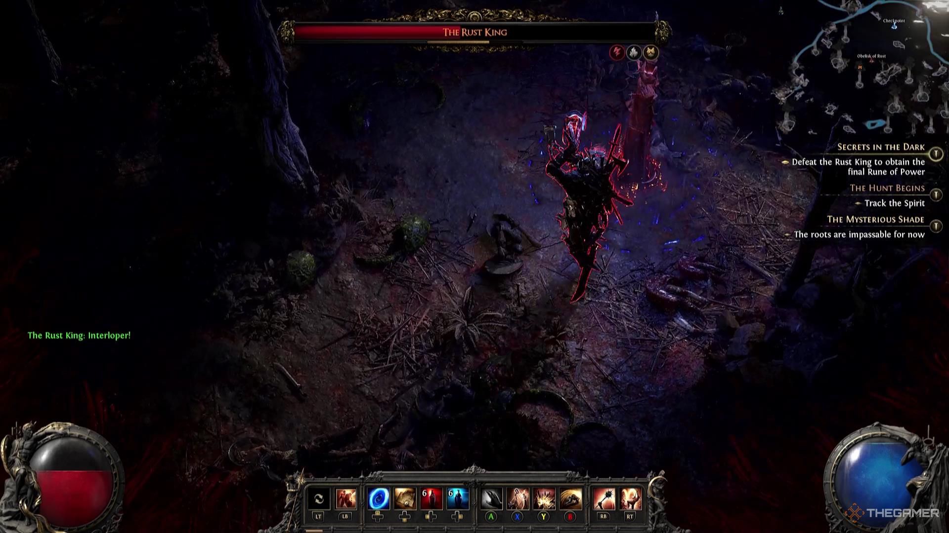 A character fights the king on the way to exile 2.