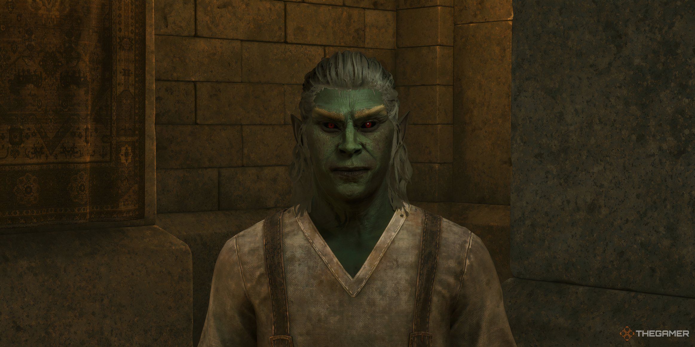 یک بازرگان Dunmer در Oblivion Remastered.