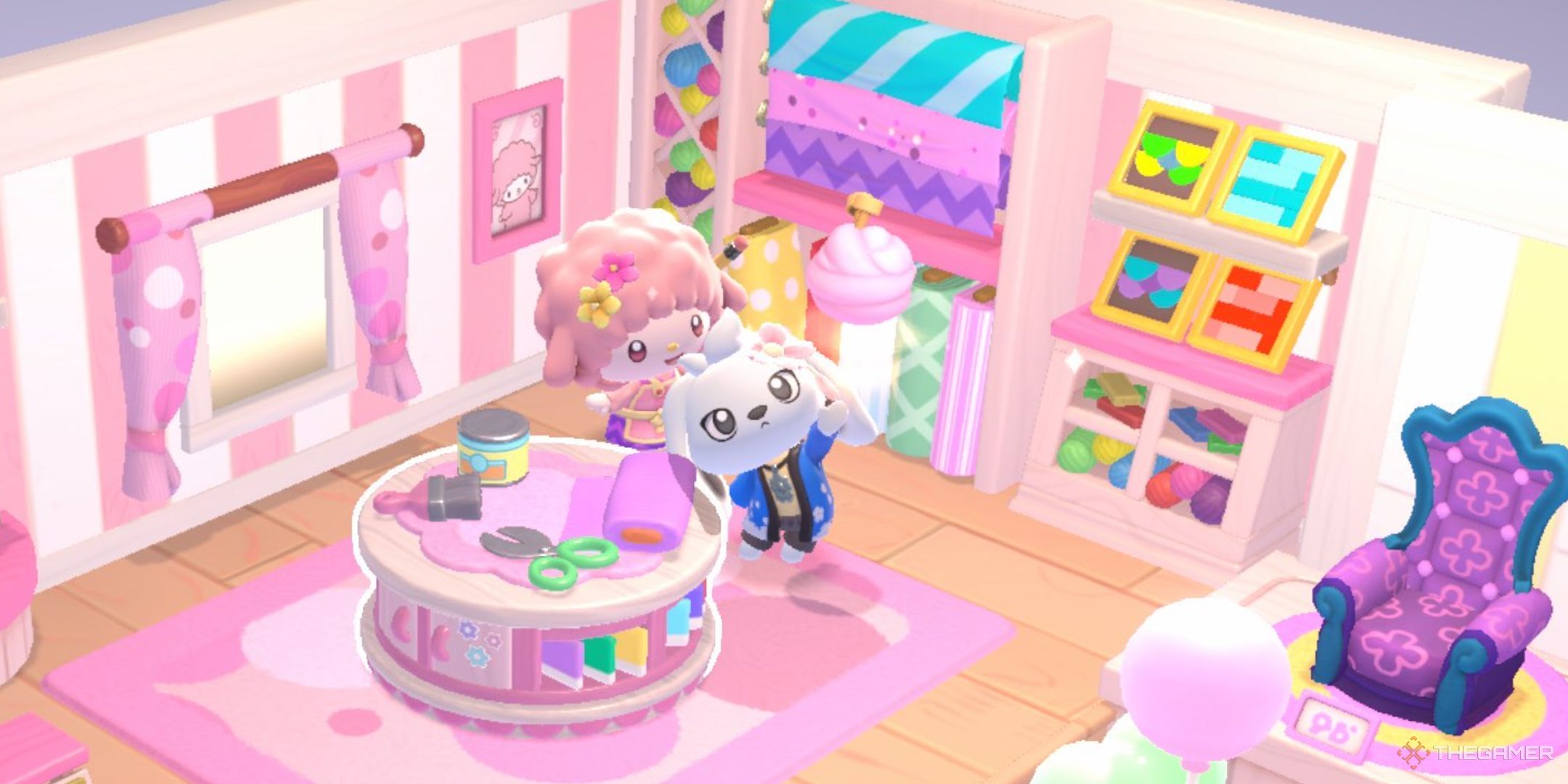 A player holding up wool in Hello Kitty Island Adventure.